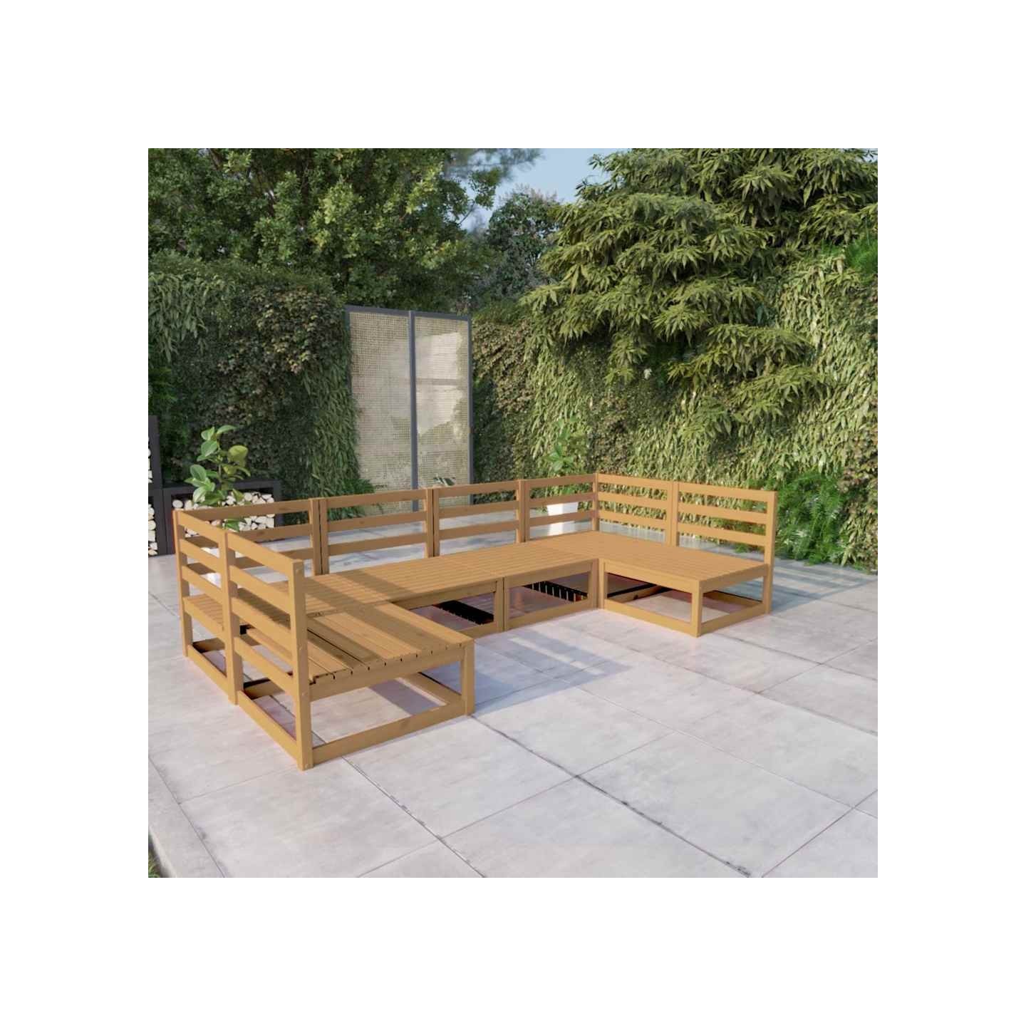 Salon de jardin 6 pcs bois de pin massif