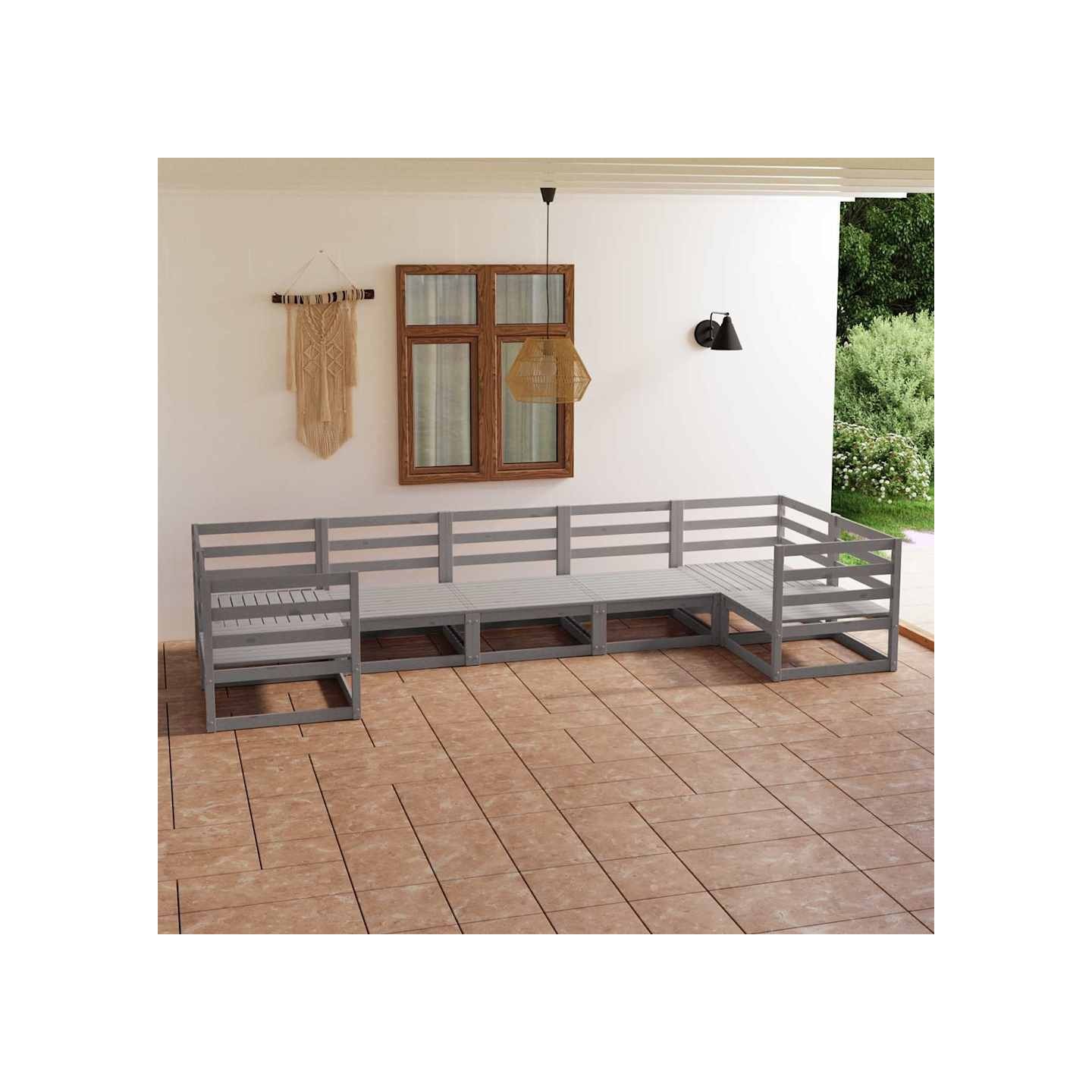 Salon de jardin 7 pcs Bois de pin massif