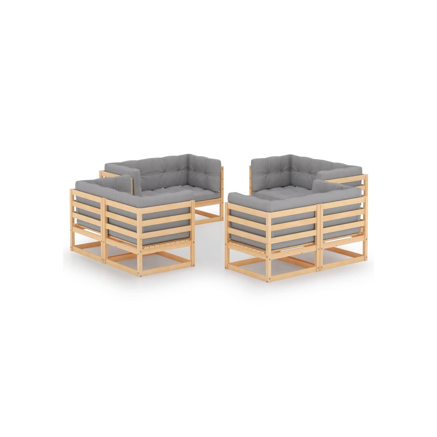 Salon de jardin 8 pcs avec coussins Bois de pin massif
