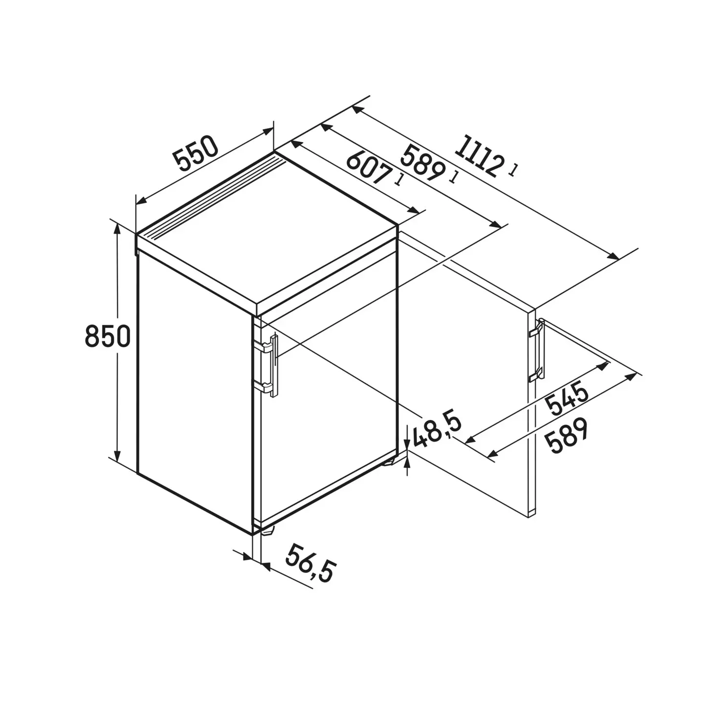 Réfrigérateur table top Liebherr KTE550 125 L tout utile | Nimestore
