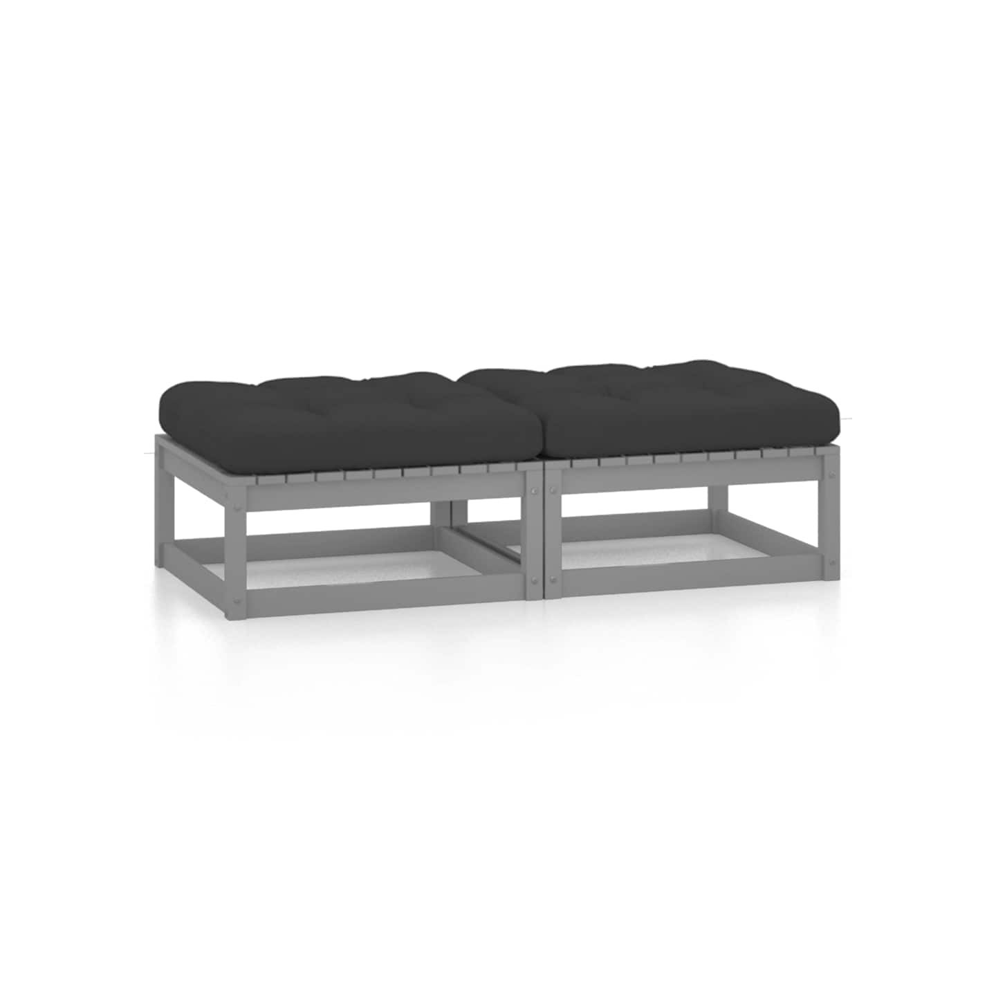 Repose-pieds de jardin avec coussins lot de 2 Bois pin solide