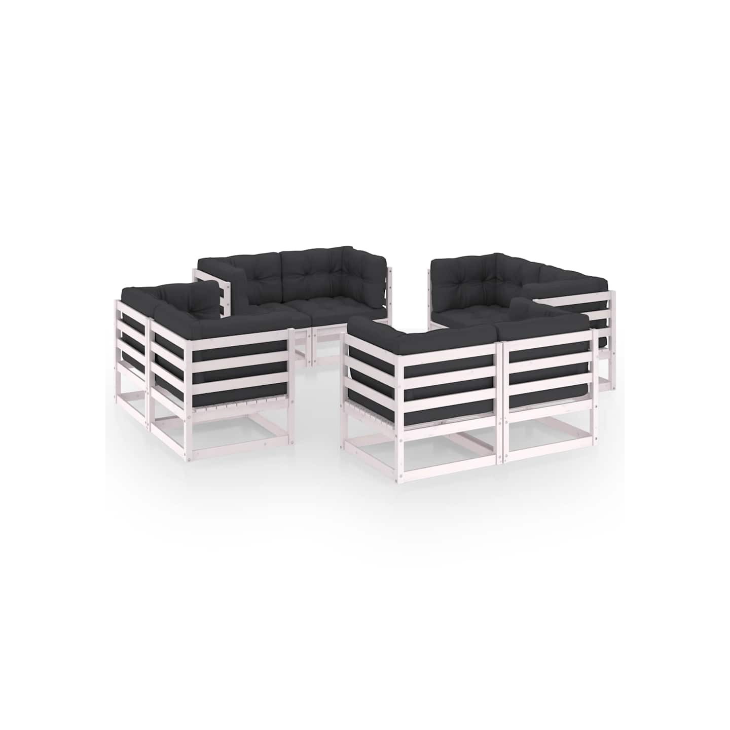 Salon de jardin 8 pcs avec coussins Bois de pin massif