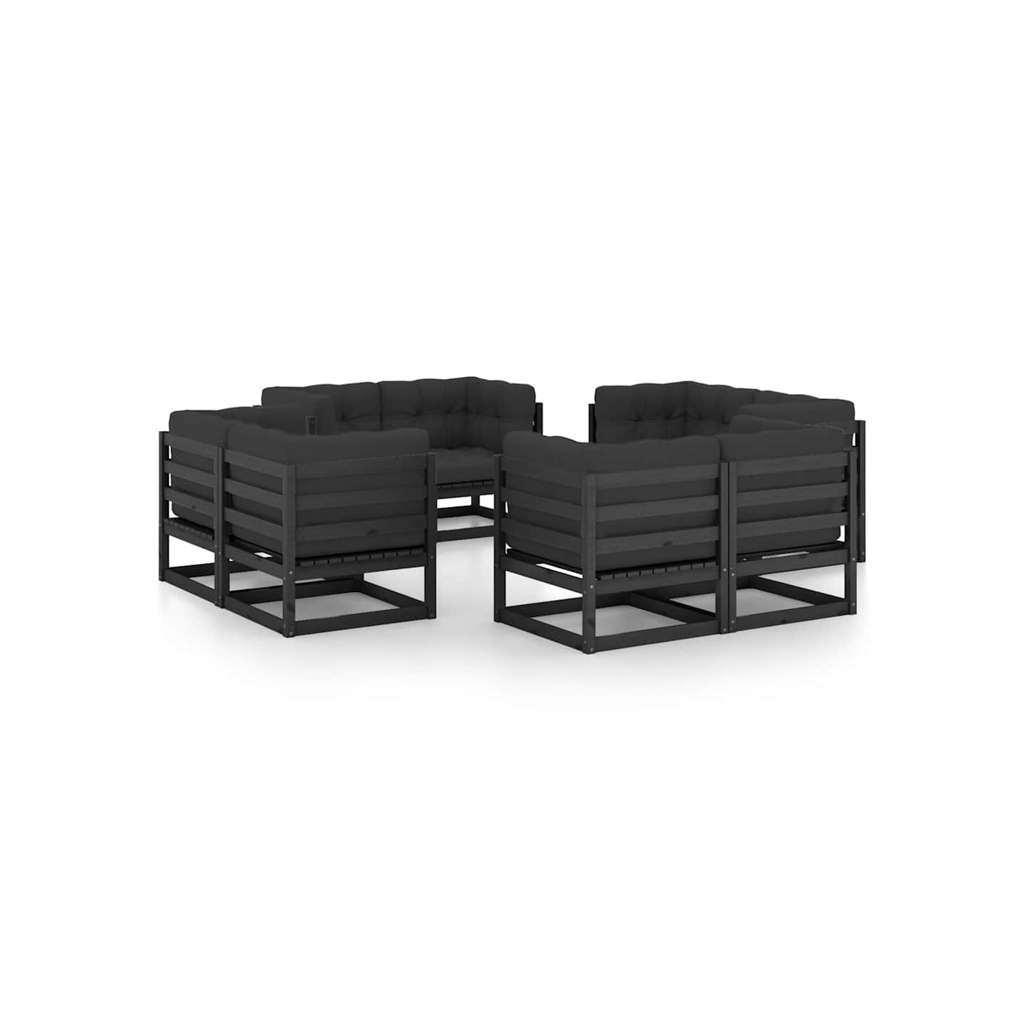Salon de jardin 8 pcs avec coussins Bois de pin massif