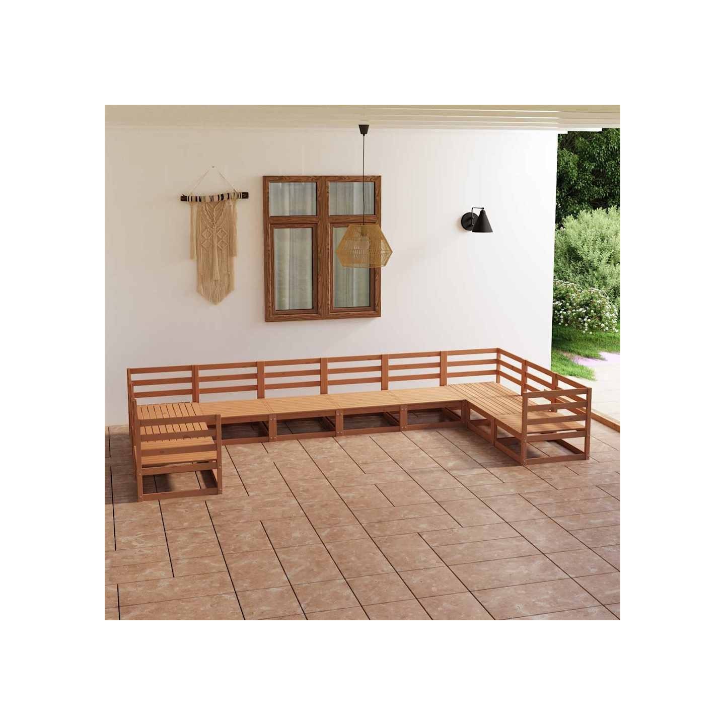 Salon de jardin 10 pcs bois de pin massif