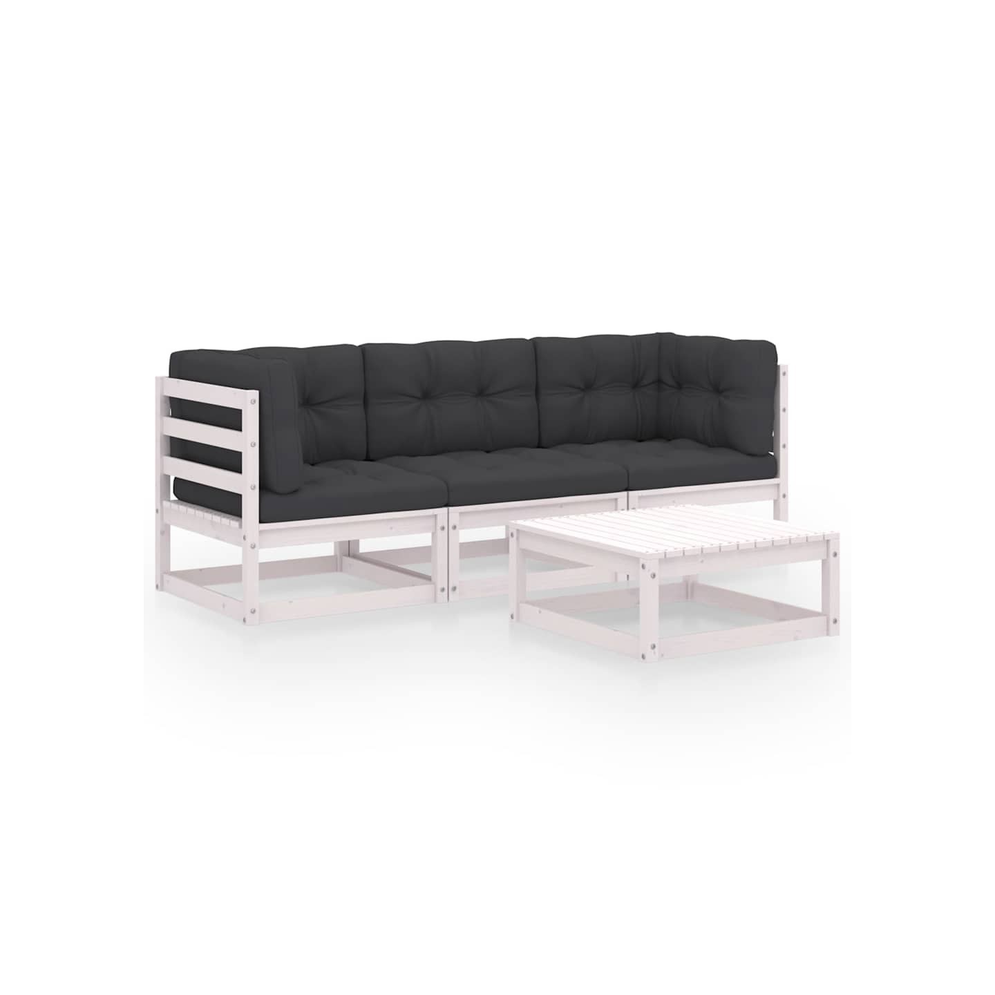 Salon de jardin 4 pcs avec coussins Bois de pin massif