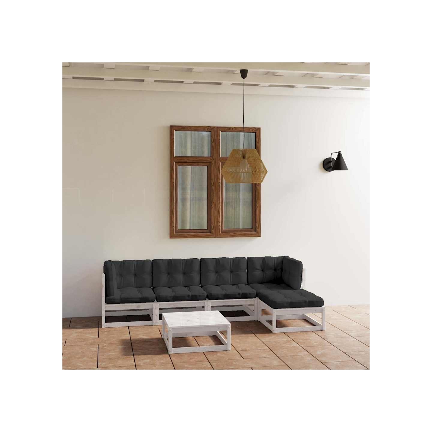 Salon de jardin 6 pcs avec coussins Bois de pin massif