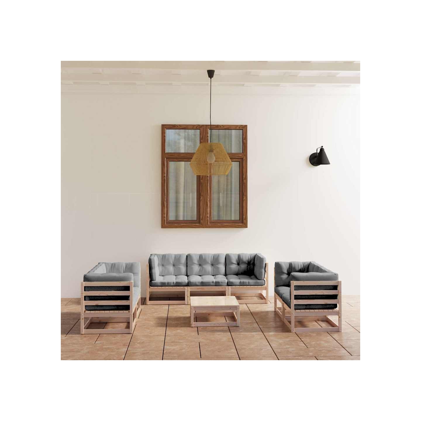 Salon de jardin 8 pcs avec coussins Bois de pin massif