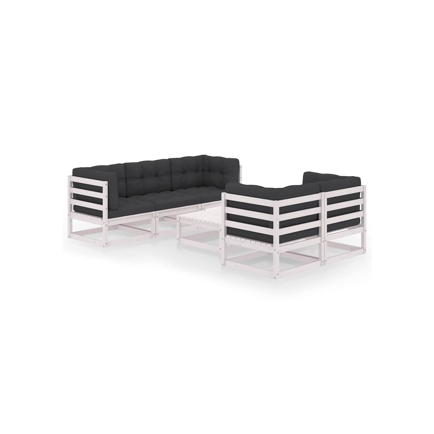 Salon de jardin 6 pcs avec coussins Bois de pin massif