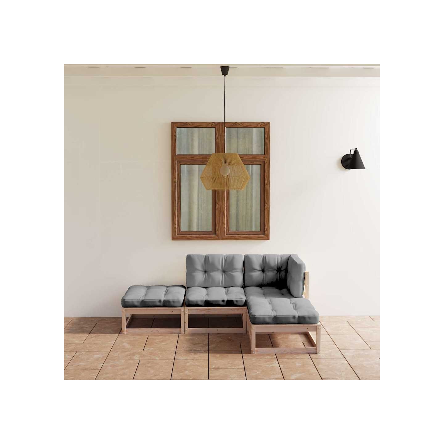 Salon de jardin 4 pcs avec coussins Bois de pin massif