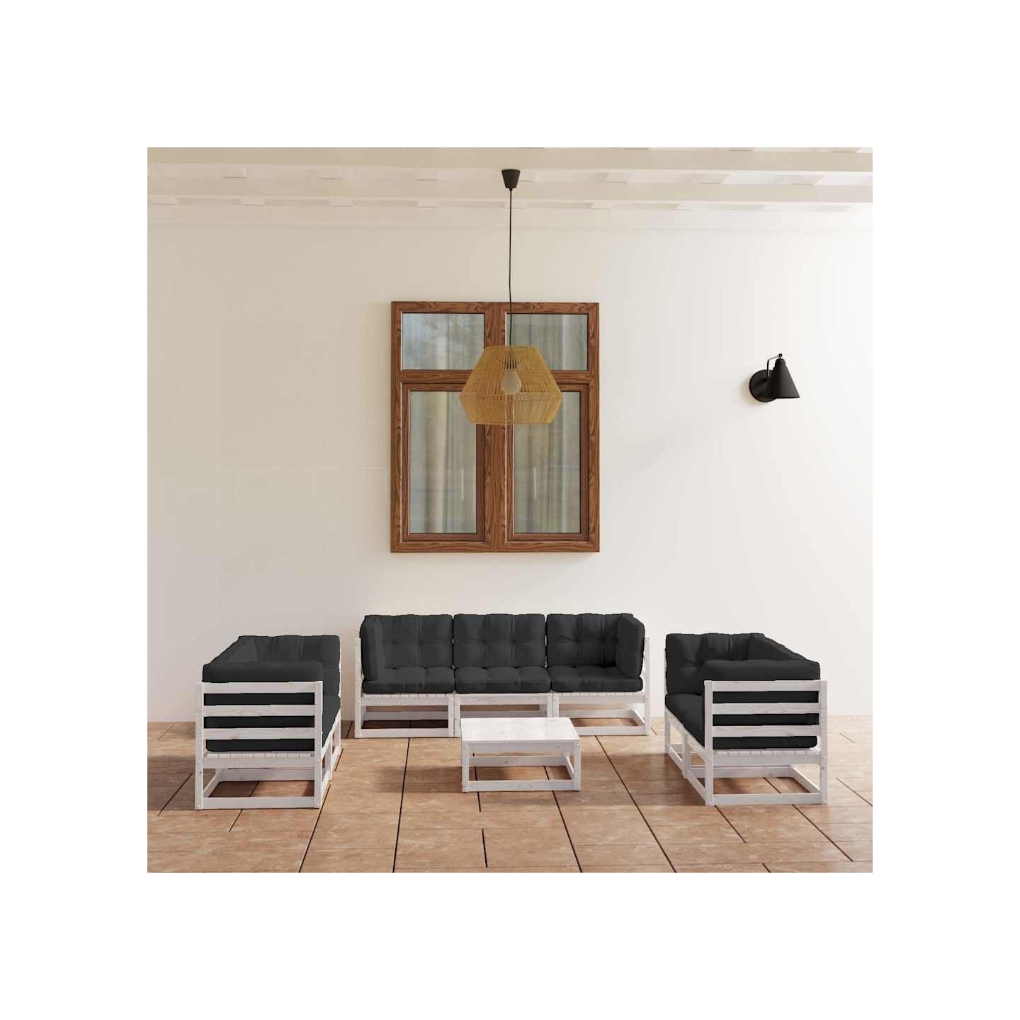 Salon de jardin 8 pcs avec coussins Bois de pin massif