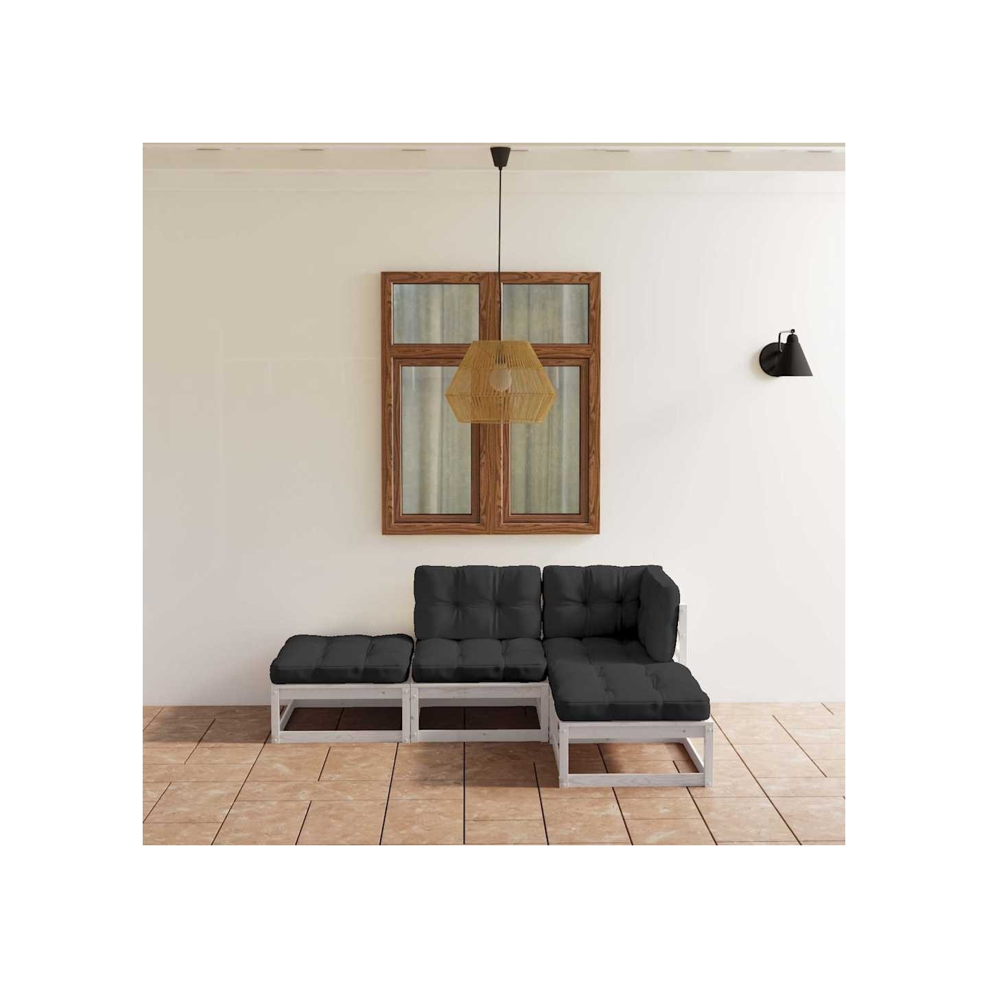 Salon de jardin 4 pcs avec coussins Bois de pin massif