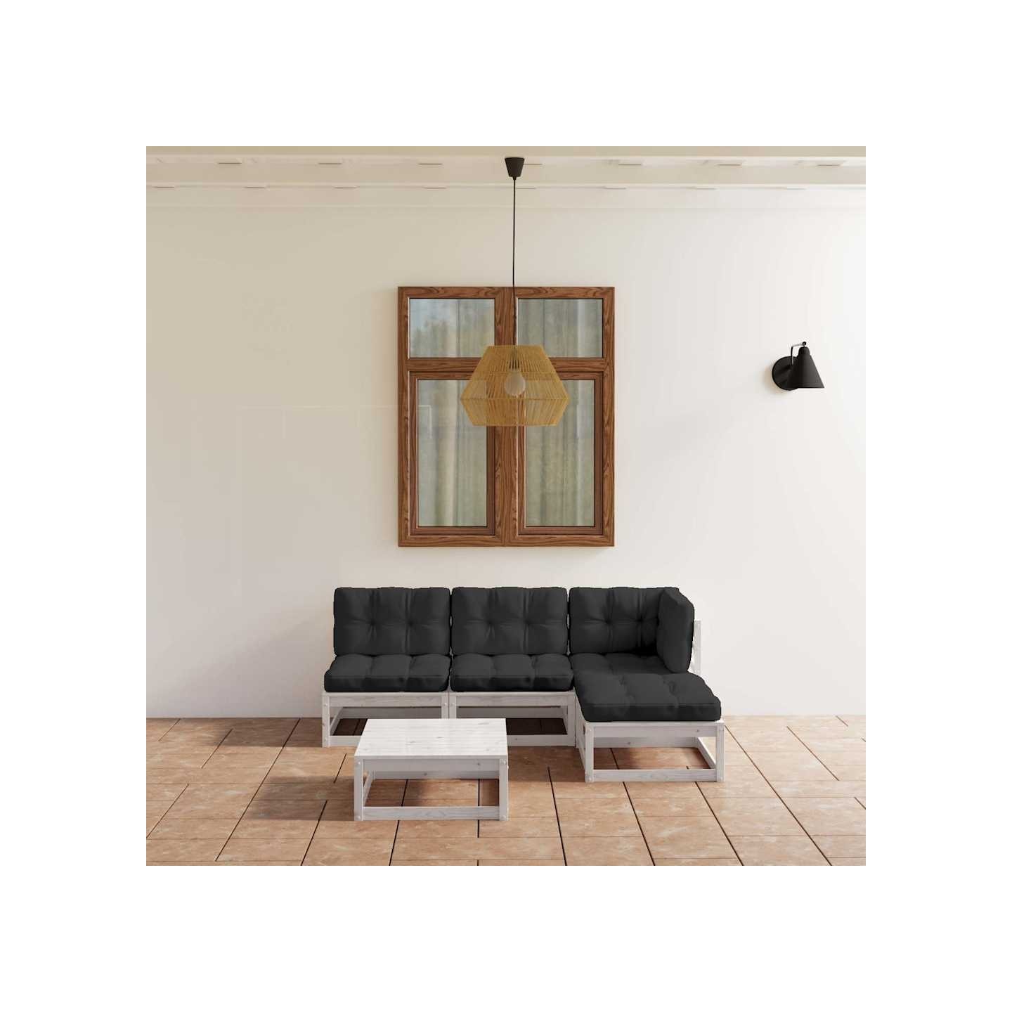 Salon de jardin 5 pcs avec coussins Bois de pin massif