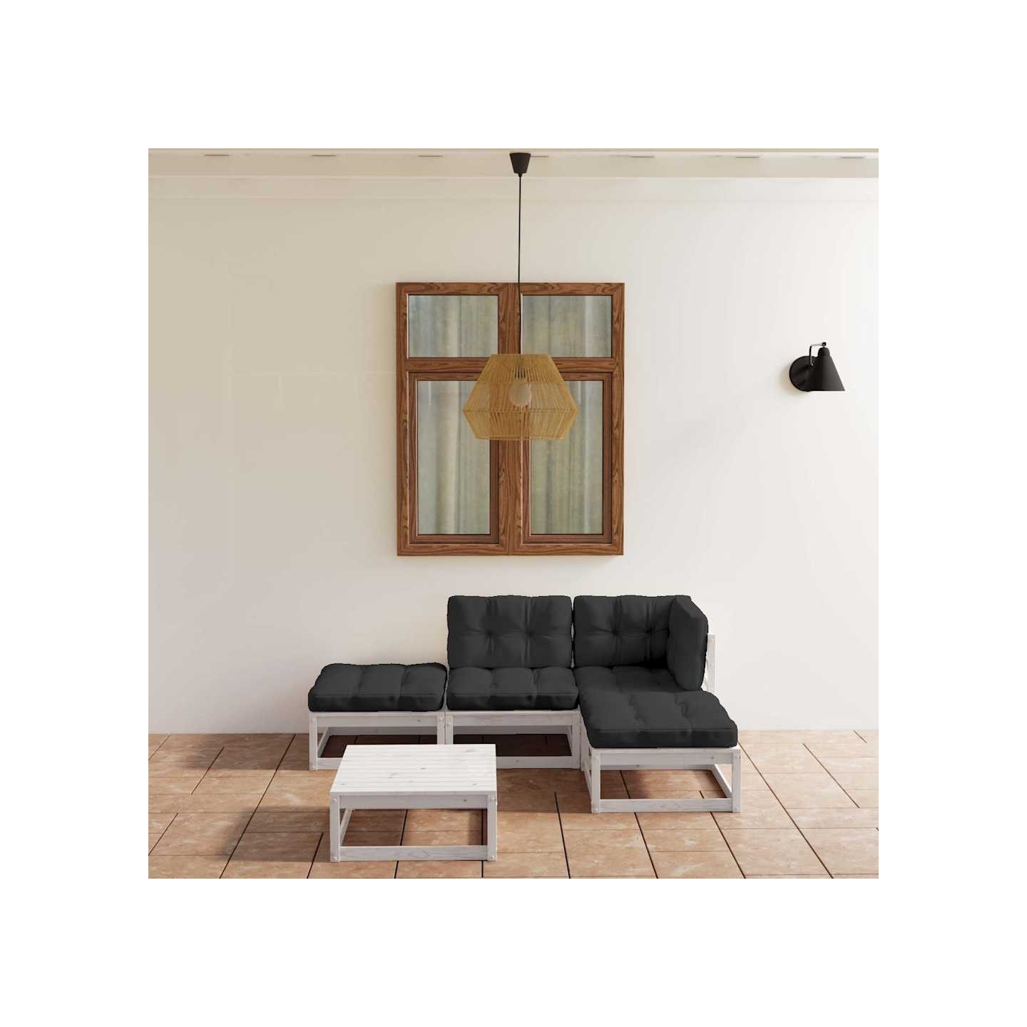 Salon de jardin 5 pcs avec coussins Bois de pin massif