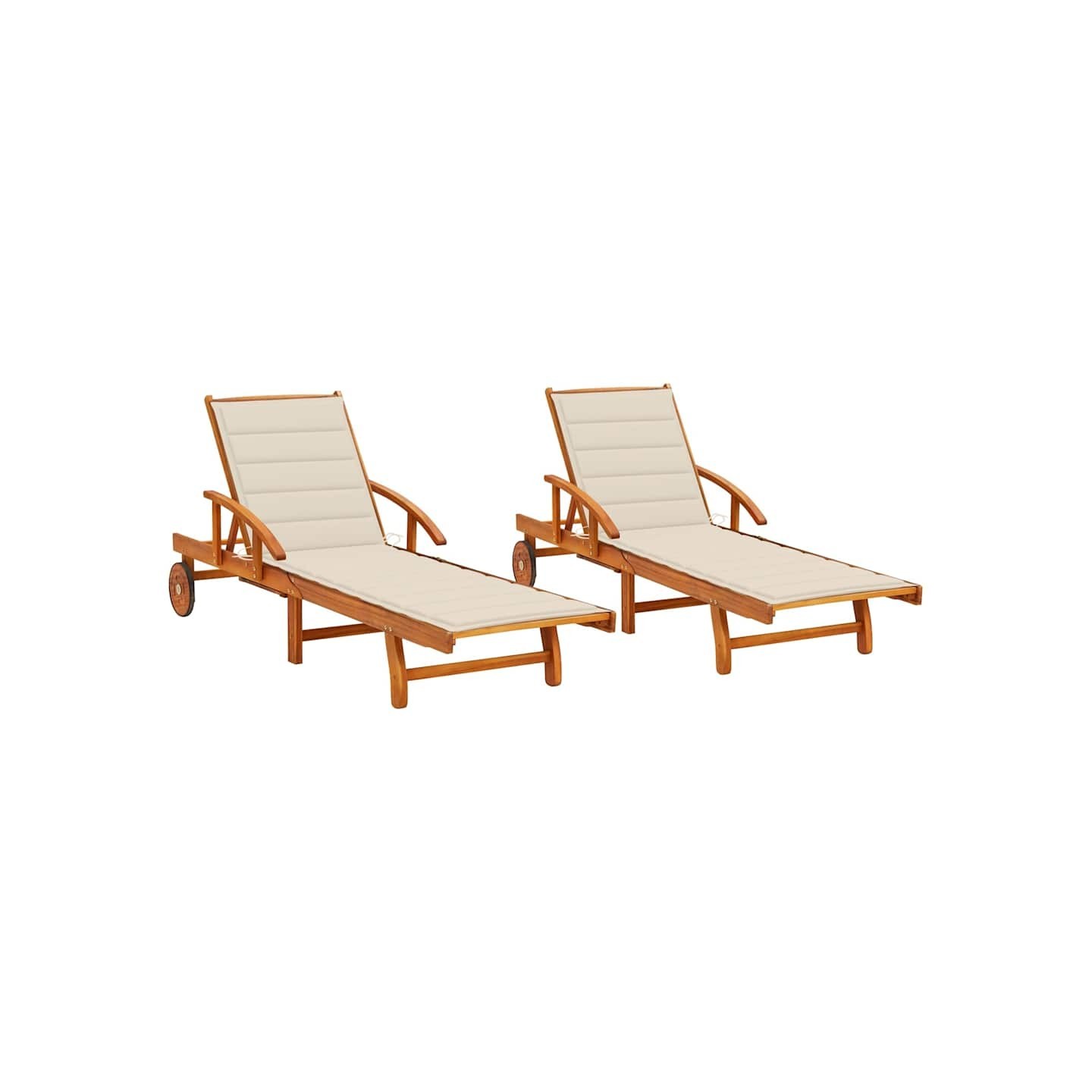 Chaises longues lot de 2 avec coussins Bois d'acacia solide
