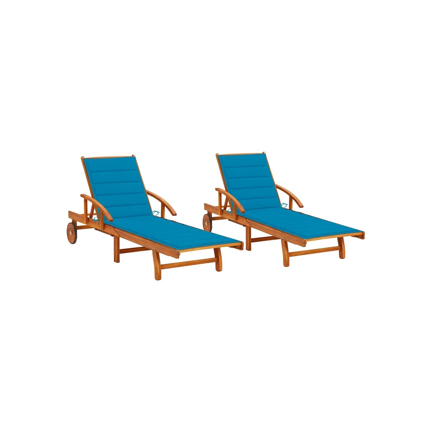 Chaises longues lot de 2 avec coussins Bois d'acacia solide