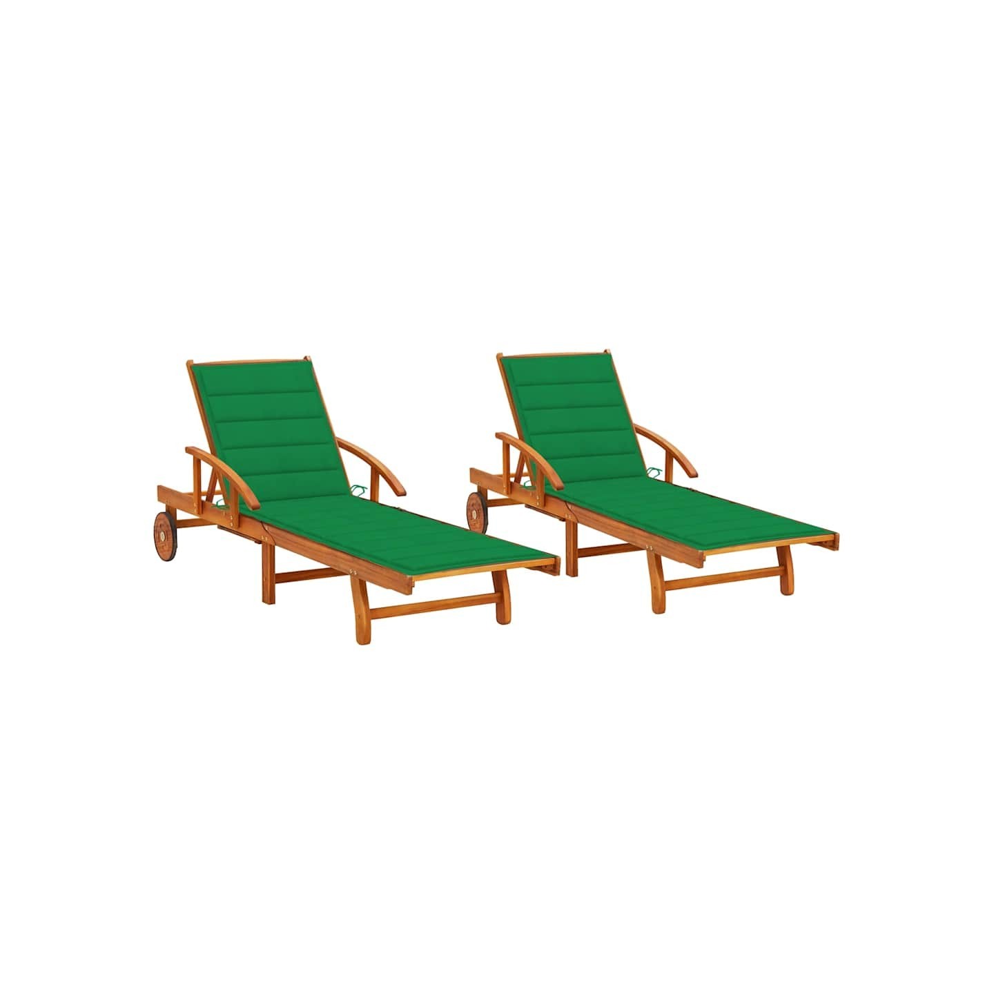 Chaises longues lot de 2 avec coussins Bois d'acacia solide