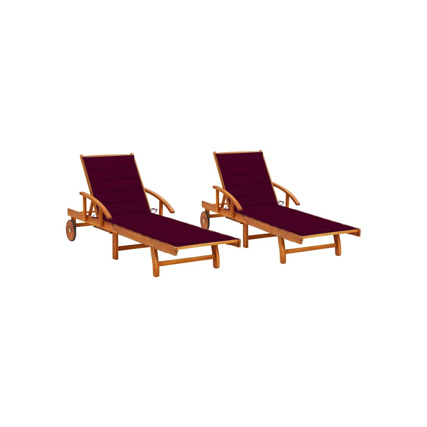Chaises longues lot de 2 avec coussins Bois d'acacia solide
