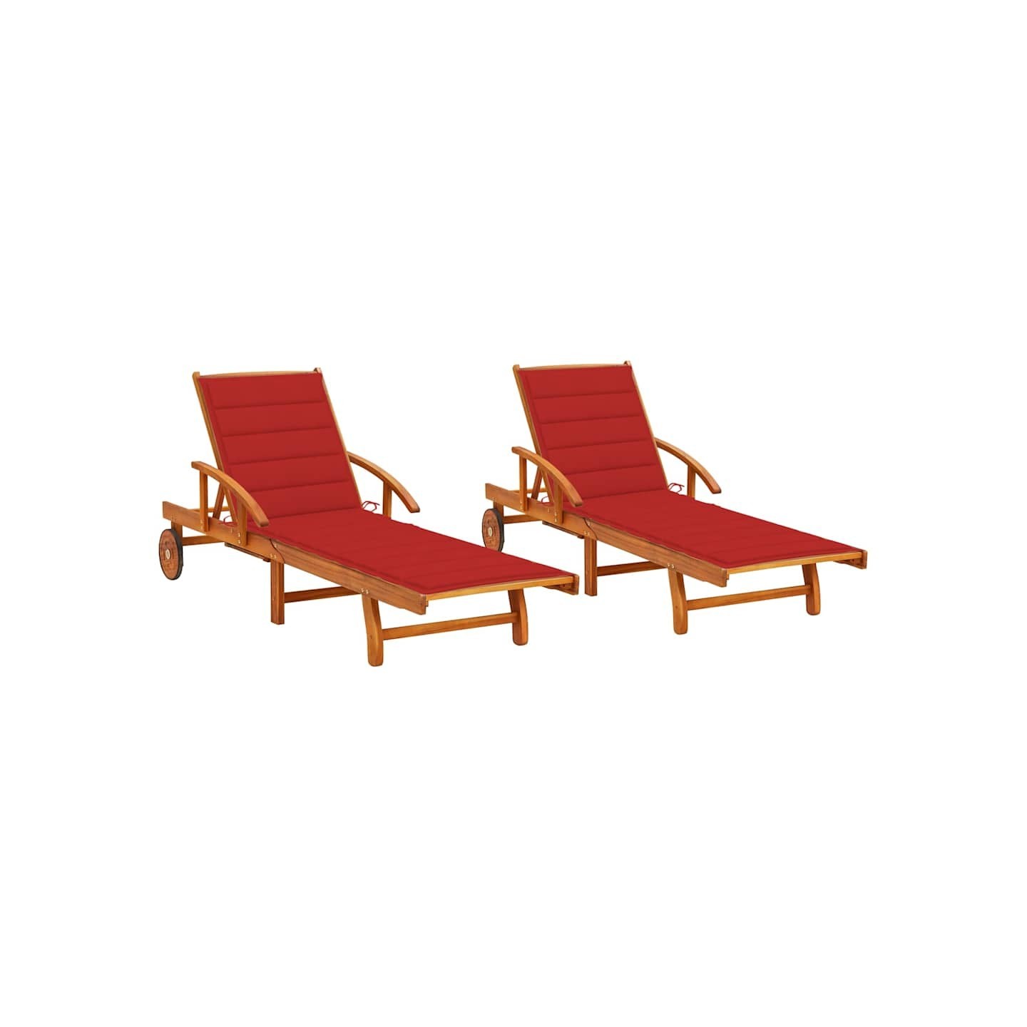 Chaises longues lot de 2 avec coussins Bois d'acacia solide