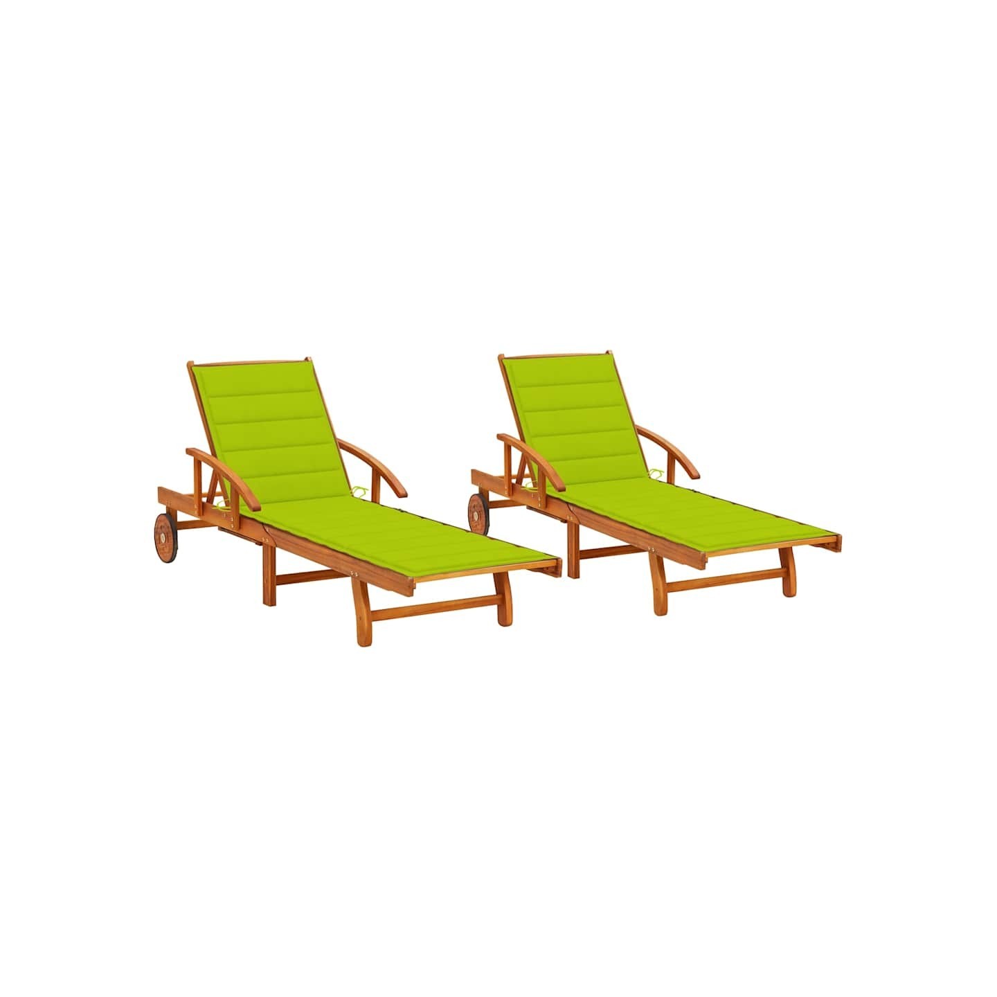 Chaises longues lot de 2 avec coussins Bois d'acacia solide