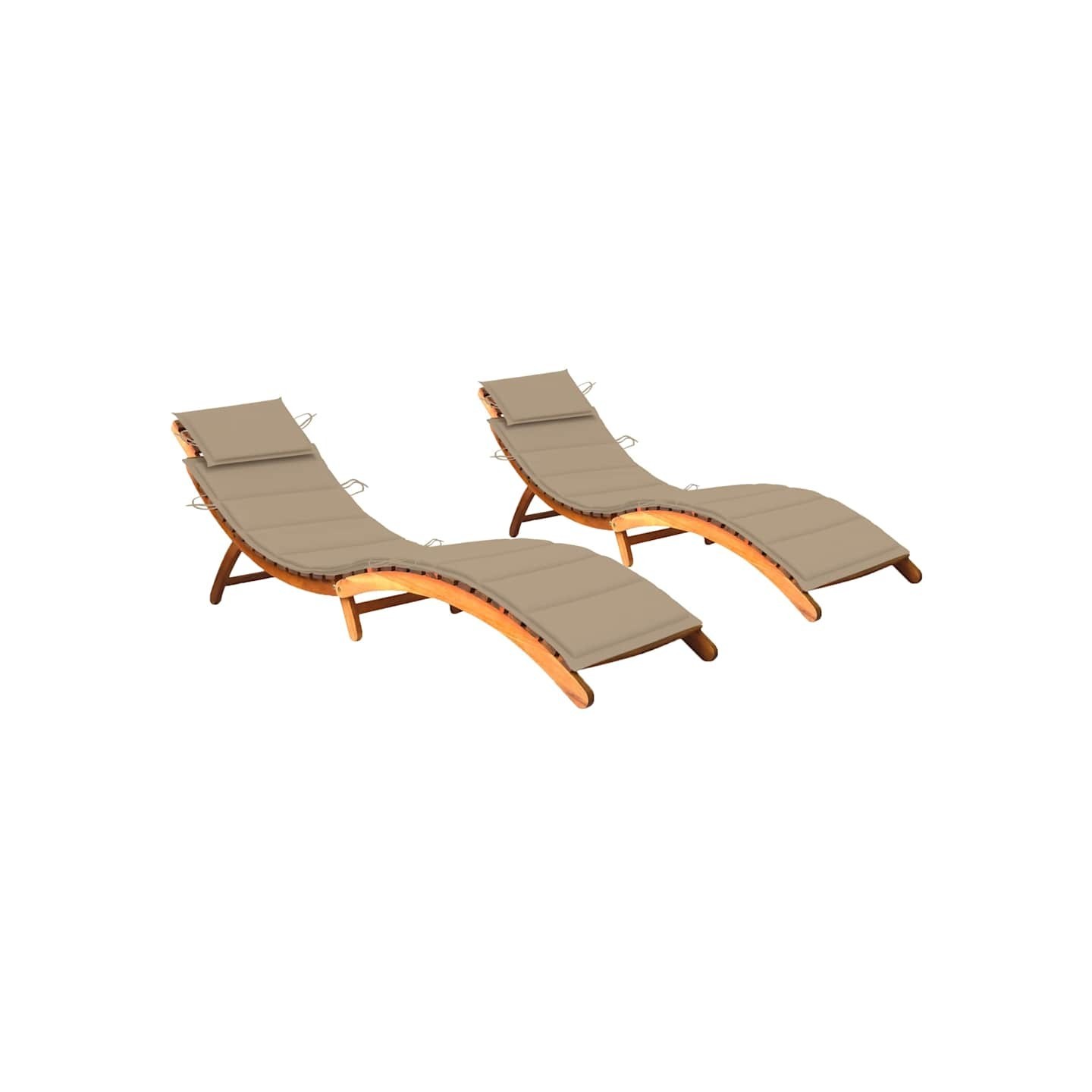 Chaises longues lot de 2 avec coussins Bois d'acacia solide