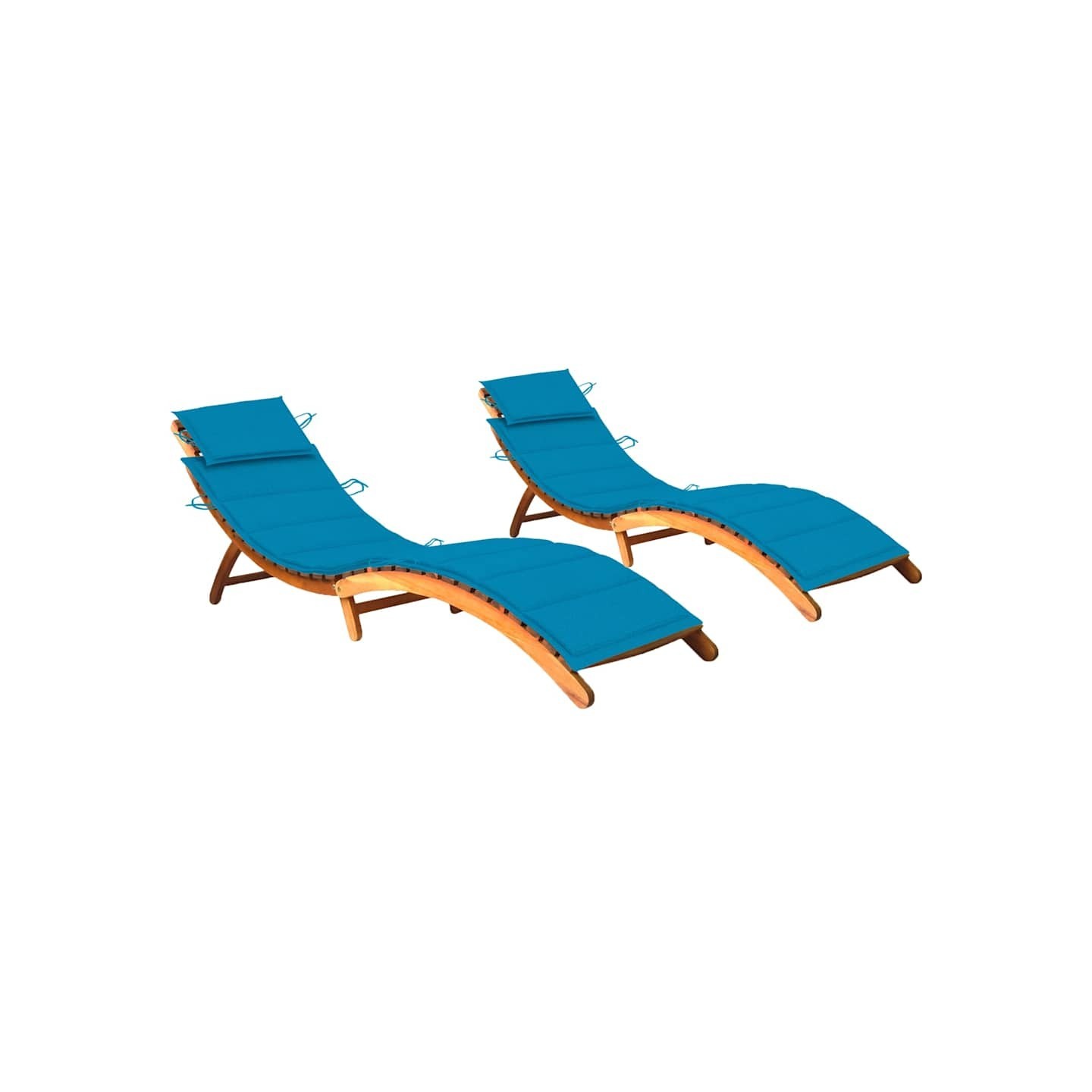 Chaises longues lot de 2 avec coussins Bois d'acacia solide