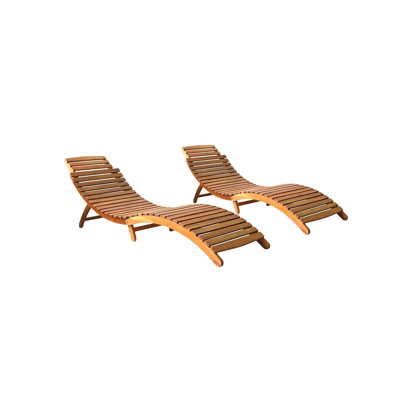 Chaises longues lot de 2 Bois d'acacia solide