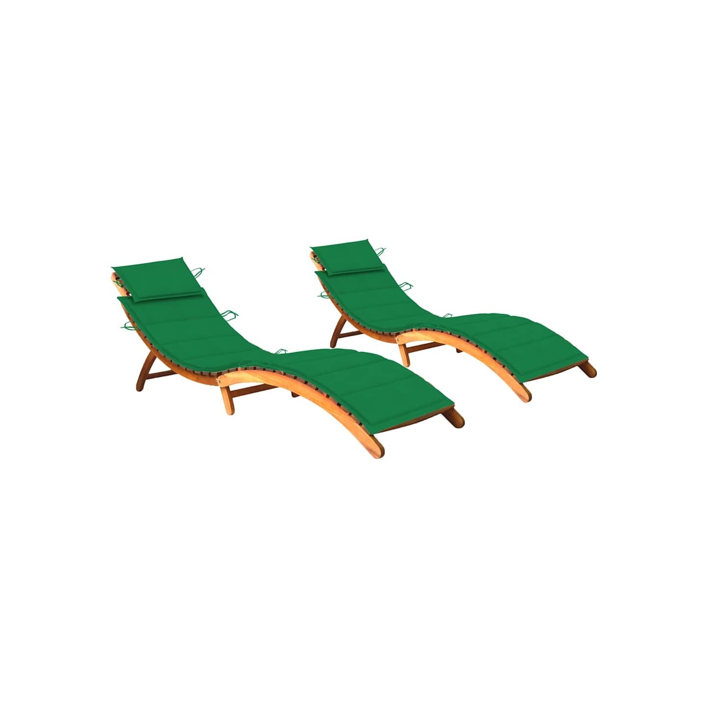 Chaises longues lot de 2 avec coussins Bois d'acacia solide