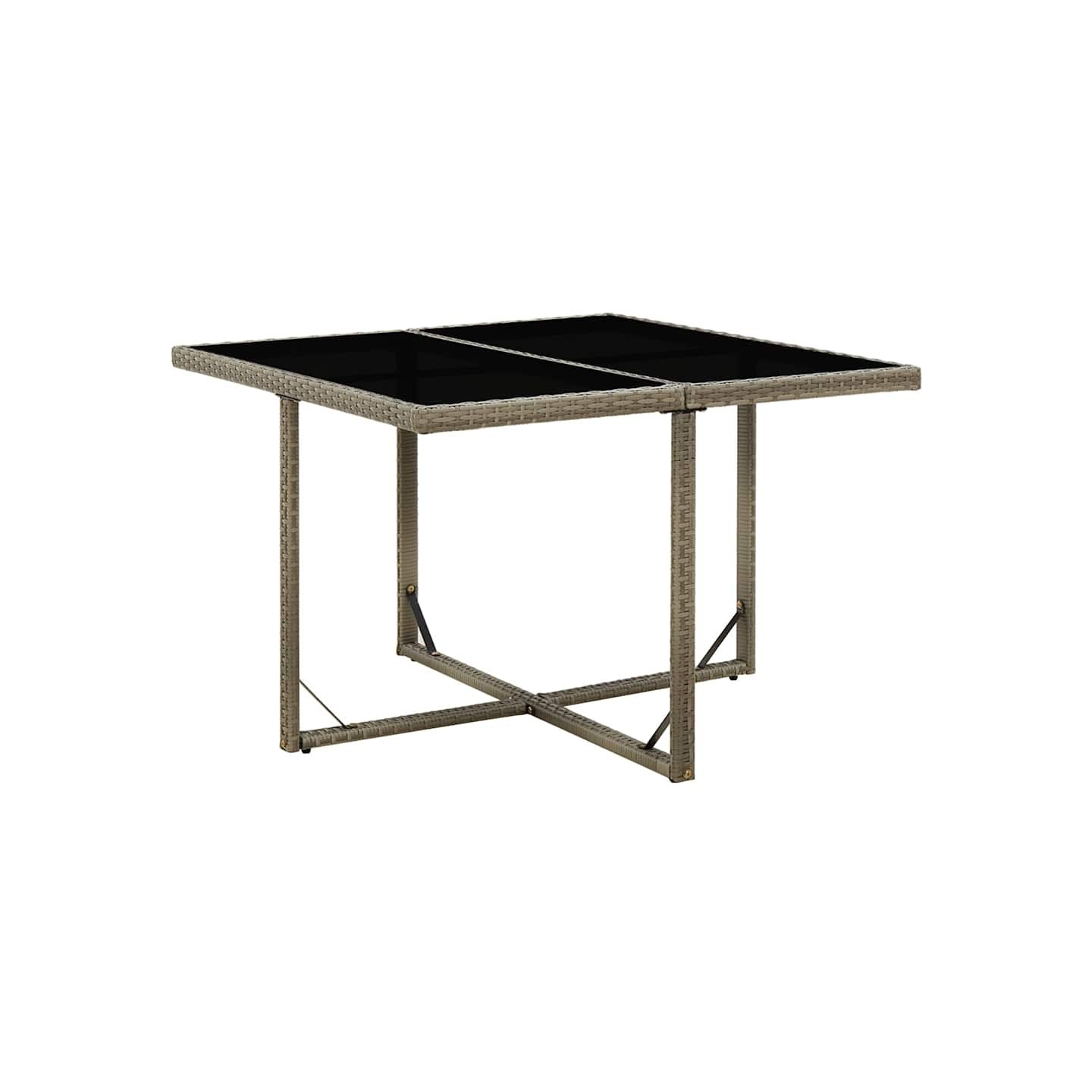 Table de jardin Gris 109x107x74 cm Résine tressée et verre