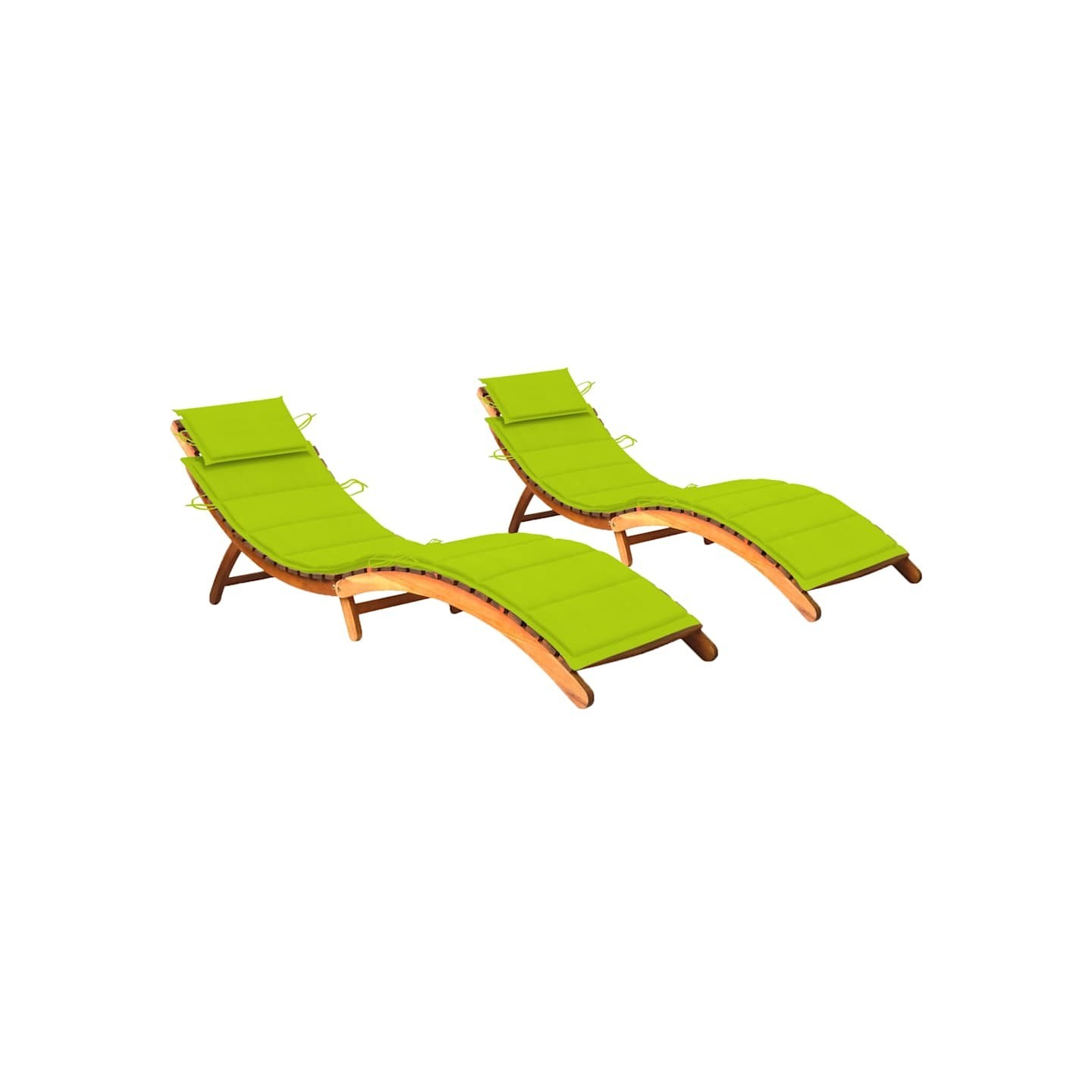 Chaises longues lot de 2 avec coussins Bois d'acacia solide