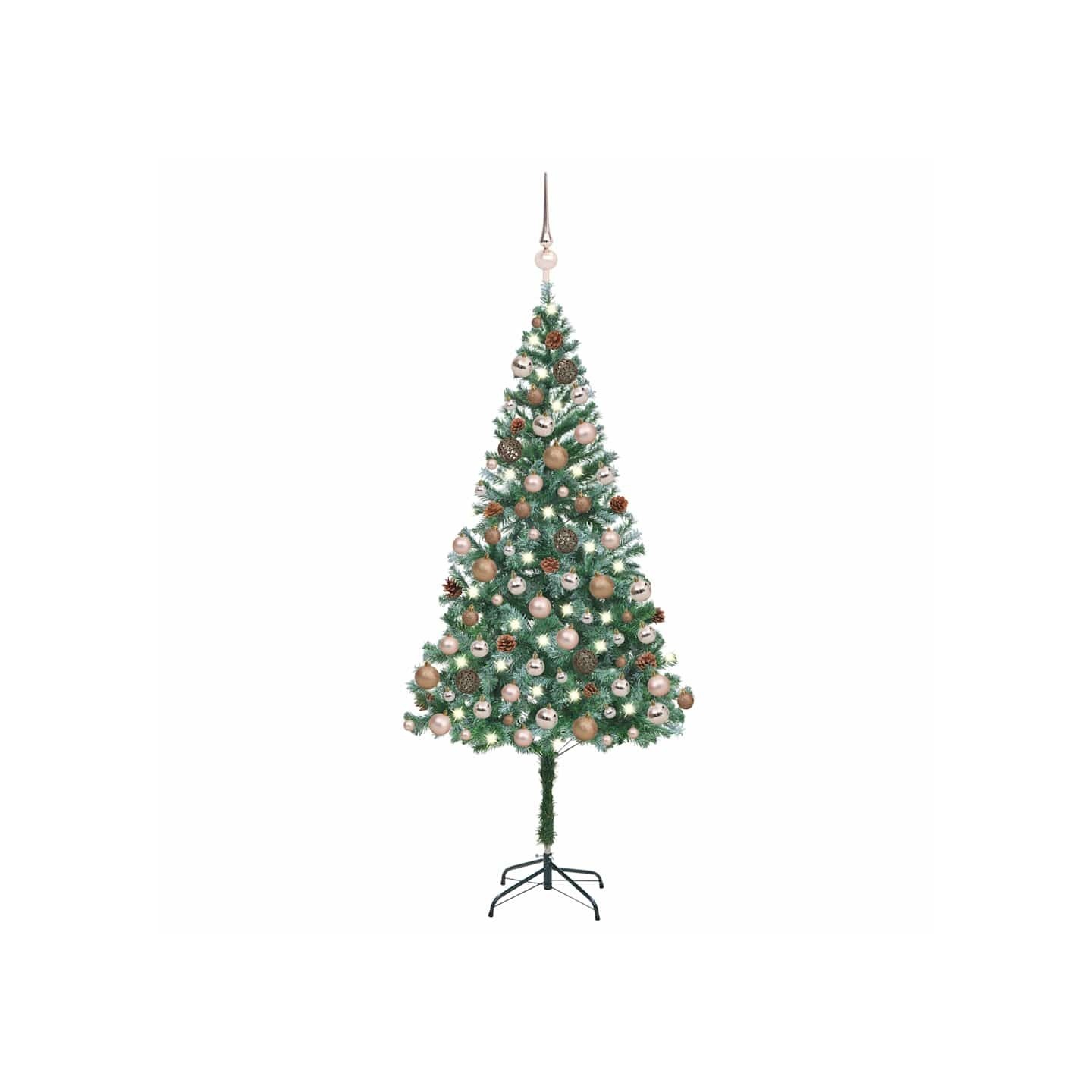 Arbre de Noël artificiel pré-éclairé/boules pommes de pin 180cm
