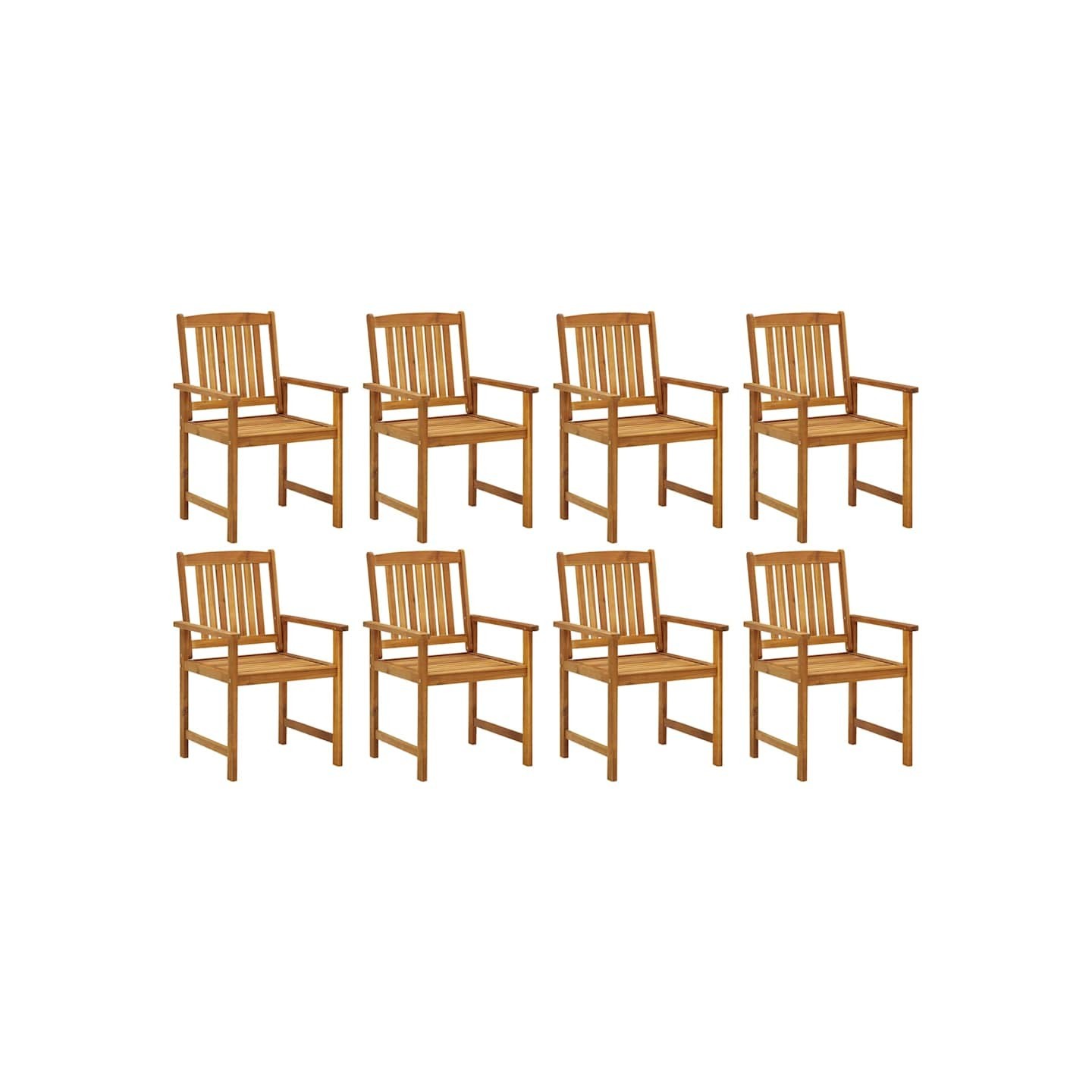 Chaises de jardin lot de 8 Bois d'acacia solide