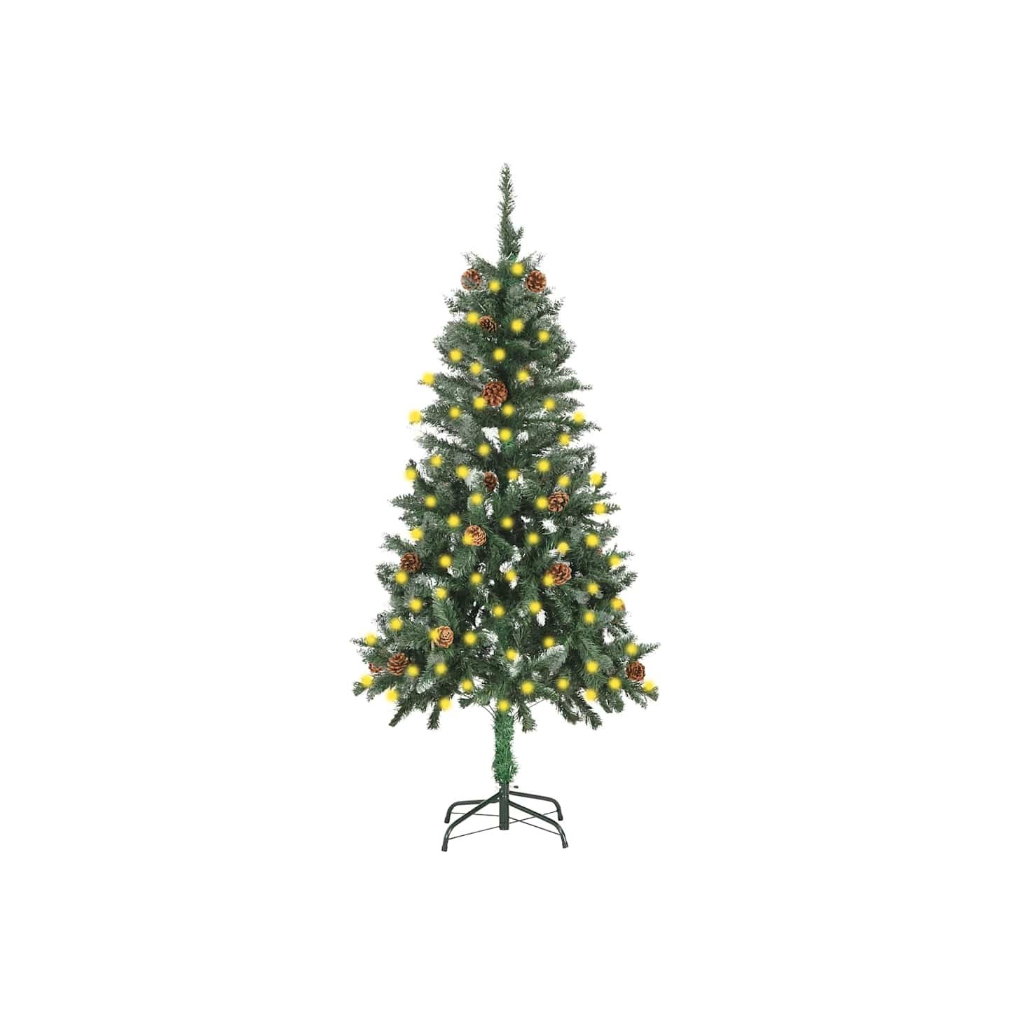 Sapin de Noël artificiel pré-éclairé et pommes de pin 150 cm