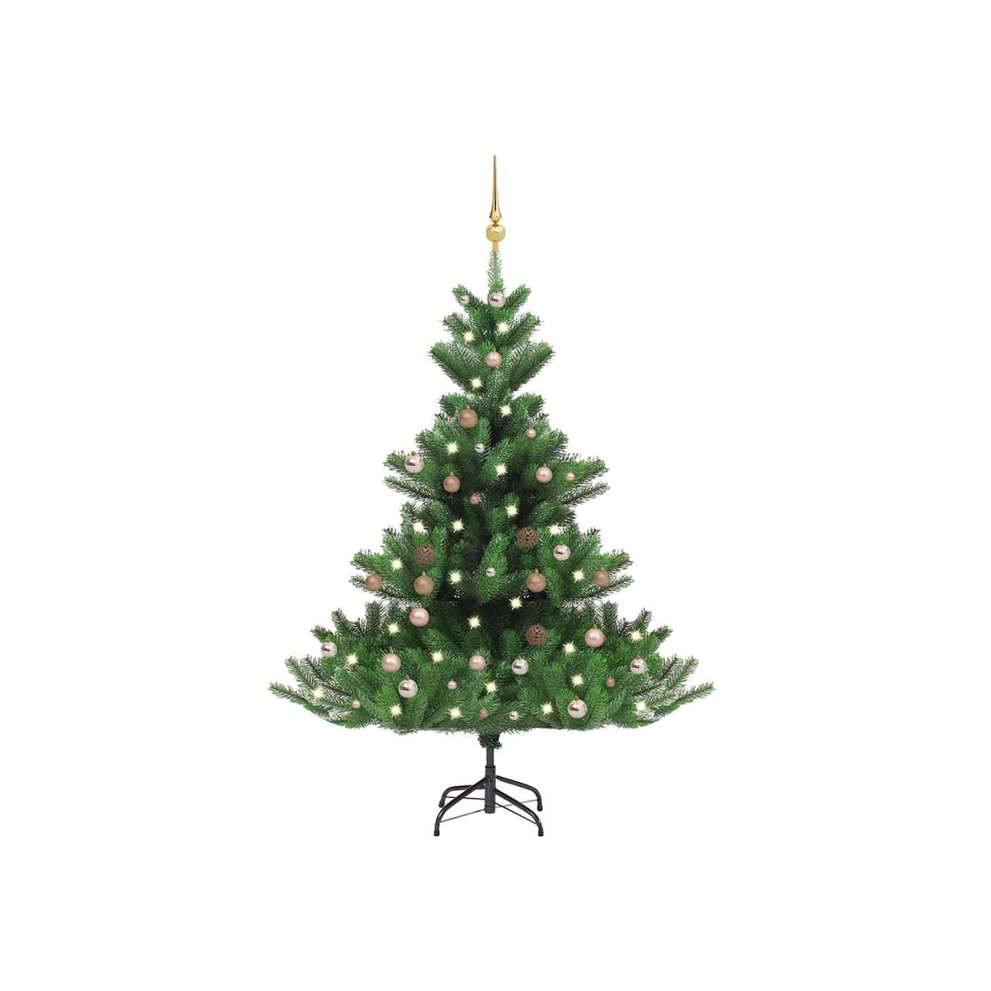 Sapin de Noël artificiel Nordmann avec LED et boules Vert 180cm