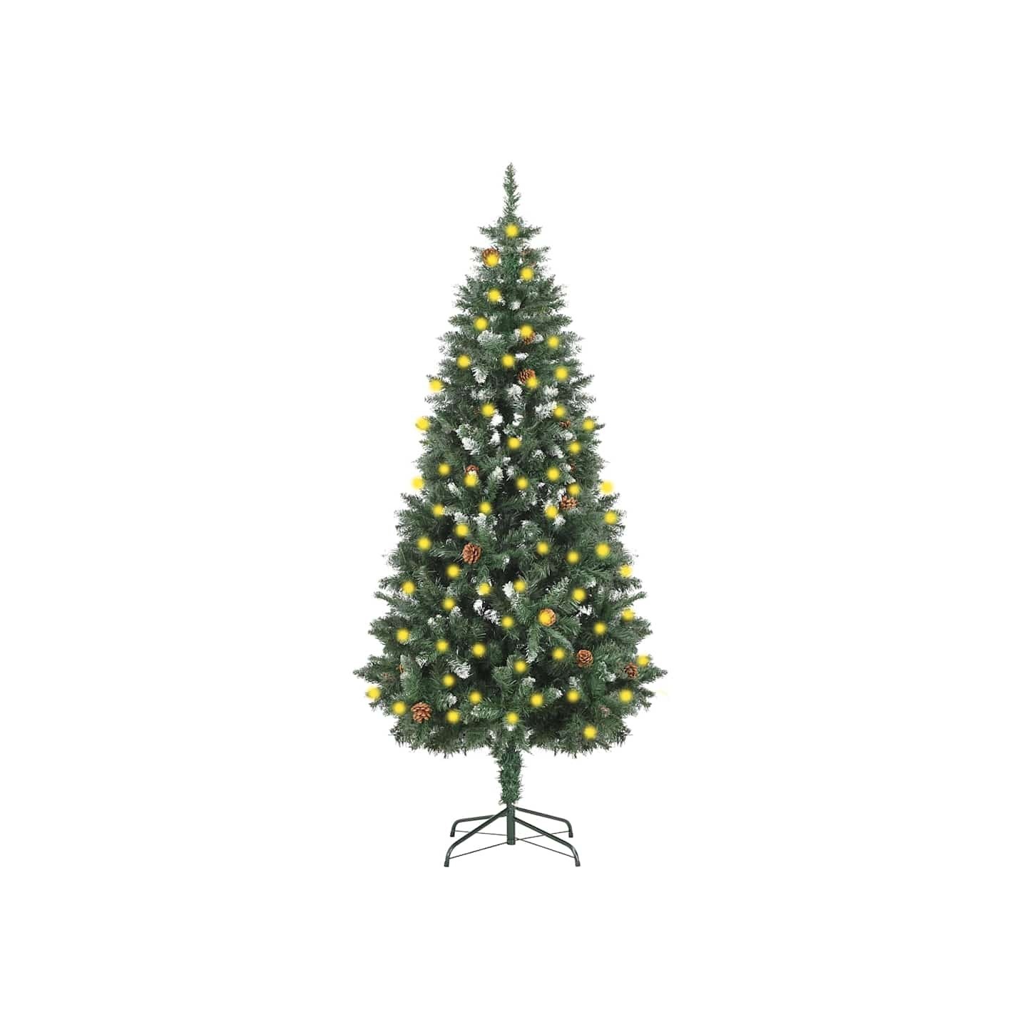 Sapin de Noël artificiel pré-éclairé et pommes de pin 180 cm