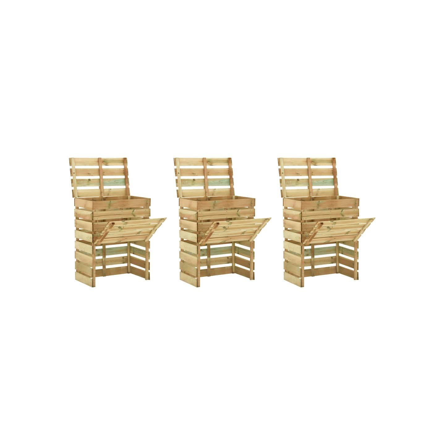 Composteur de jardin à lattes 3 pcs 80x50x100 cm Pin imprégné