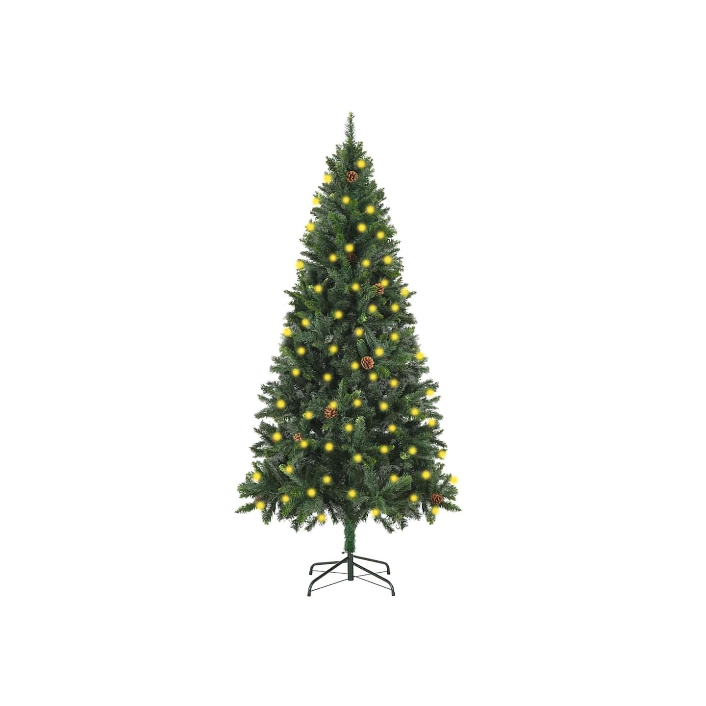 Arbre de Noël artificiel pré-éclairé pommes de pin vert 180 cm