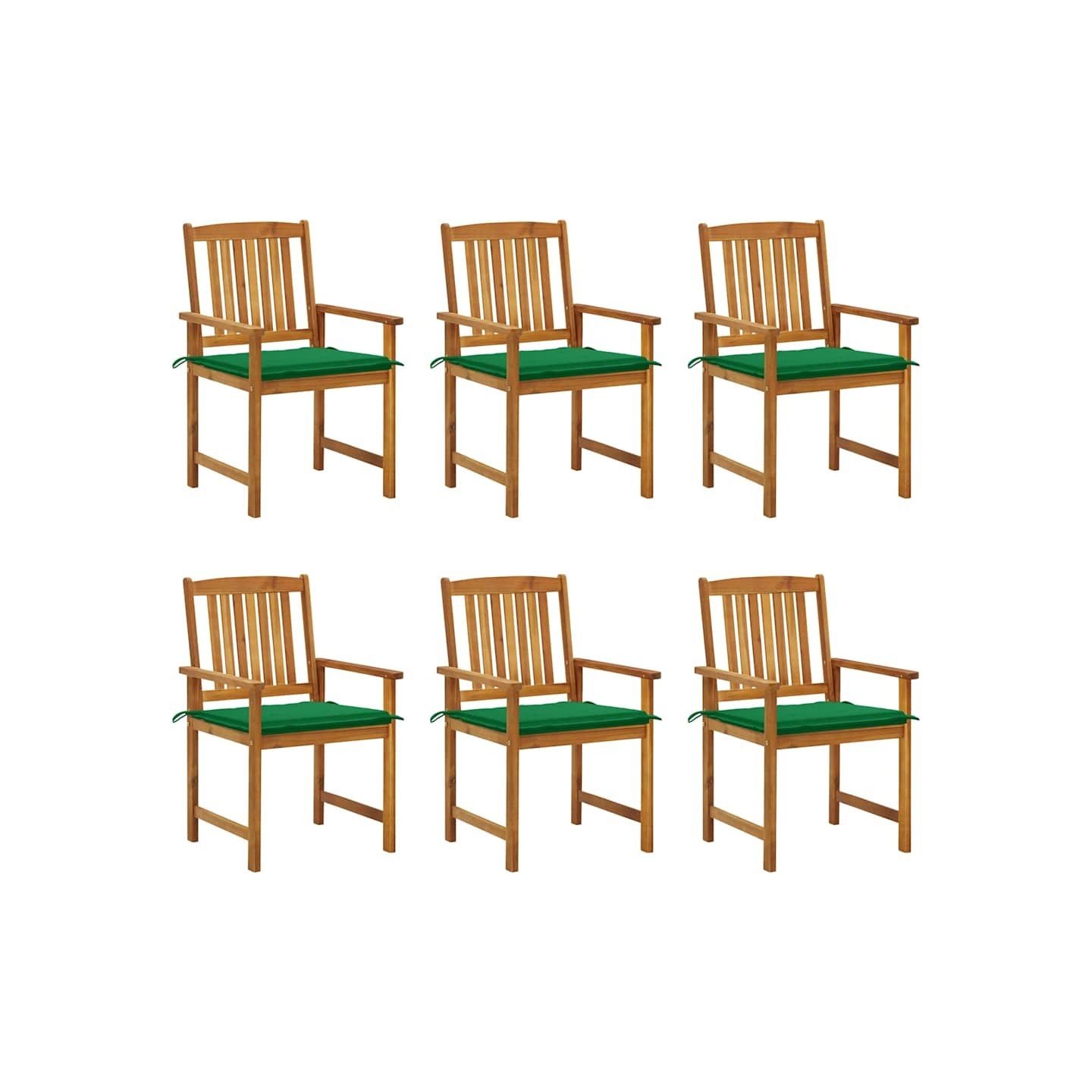 Chaises de jardin avec coussins lot de 6 Bois d'acacia massif