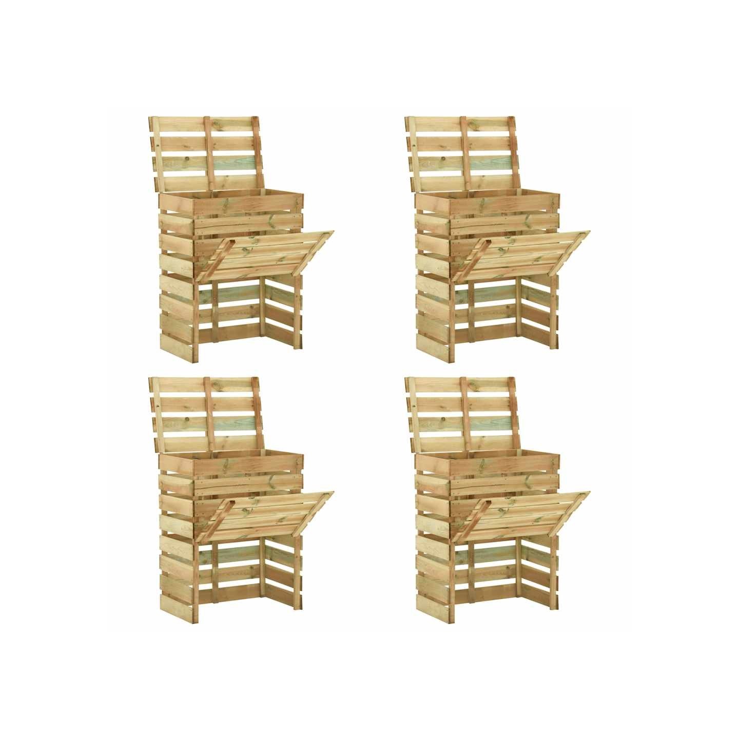 Composteur de jardin à lattes 4 pcs 80x50x100 cm Pin imprégné
