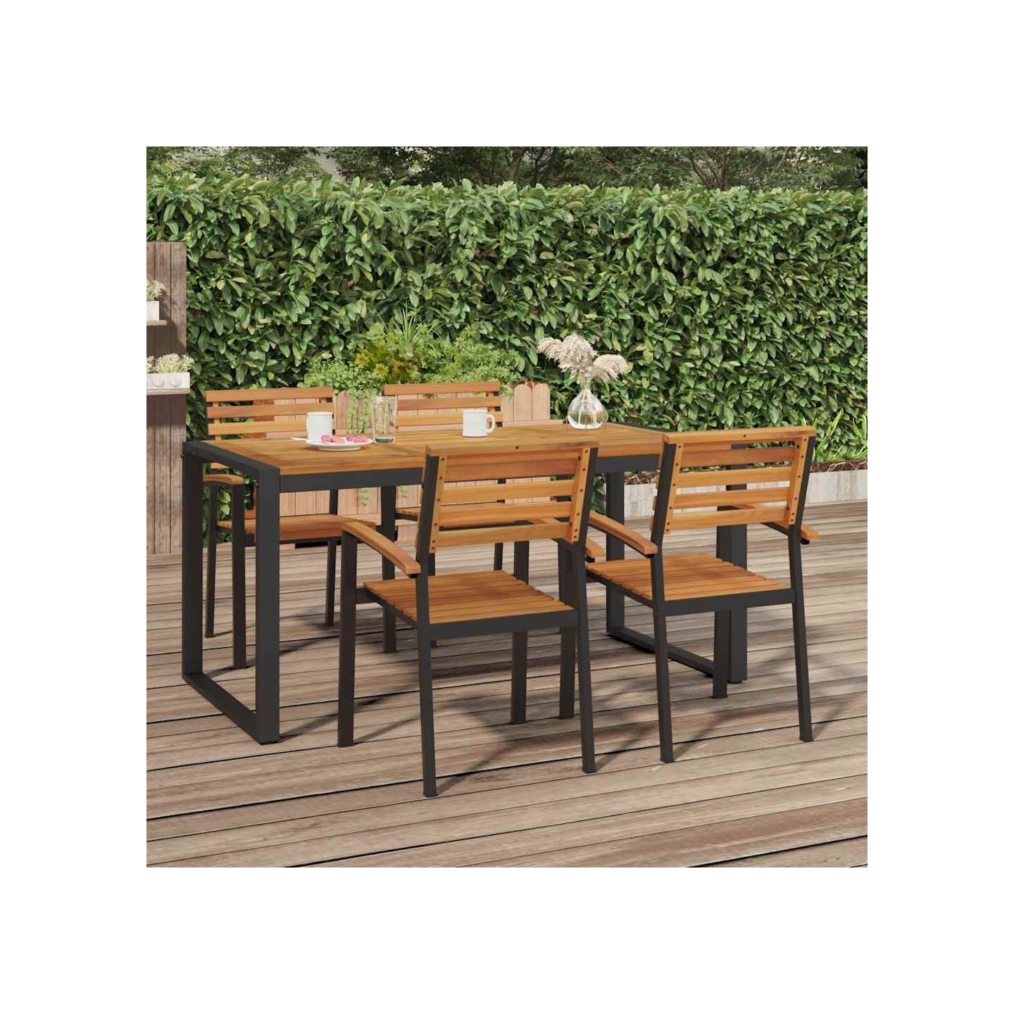 Table de jardin et pieds en forme de U 160x80x75 cm bois acacia
