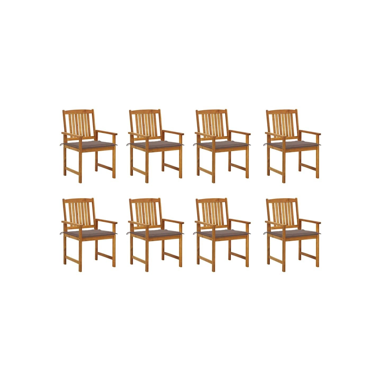 Chaises de jardin avec coussins lot de 8 Bois d'acacia solide