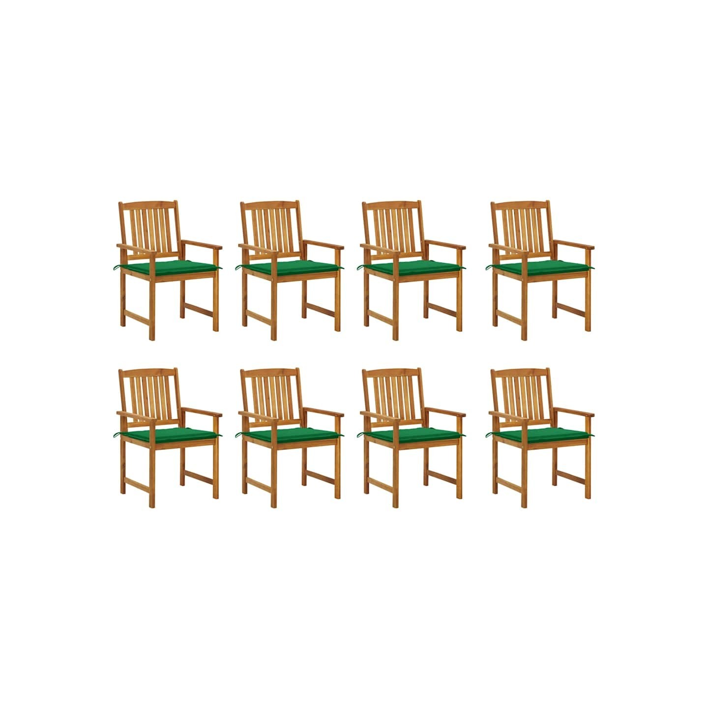 Chaises de jardin avec coussins lot de 8 Bois d'acacia solide