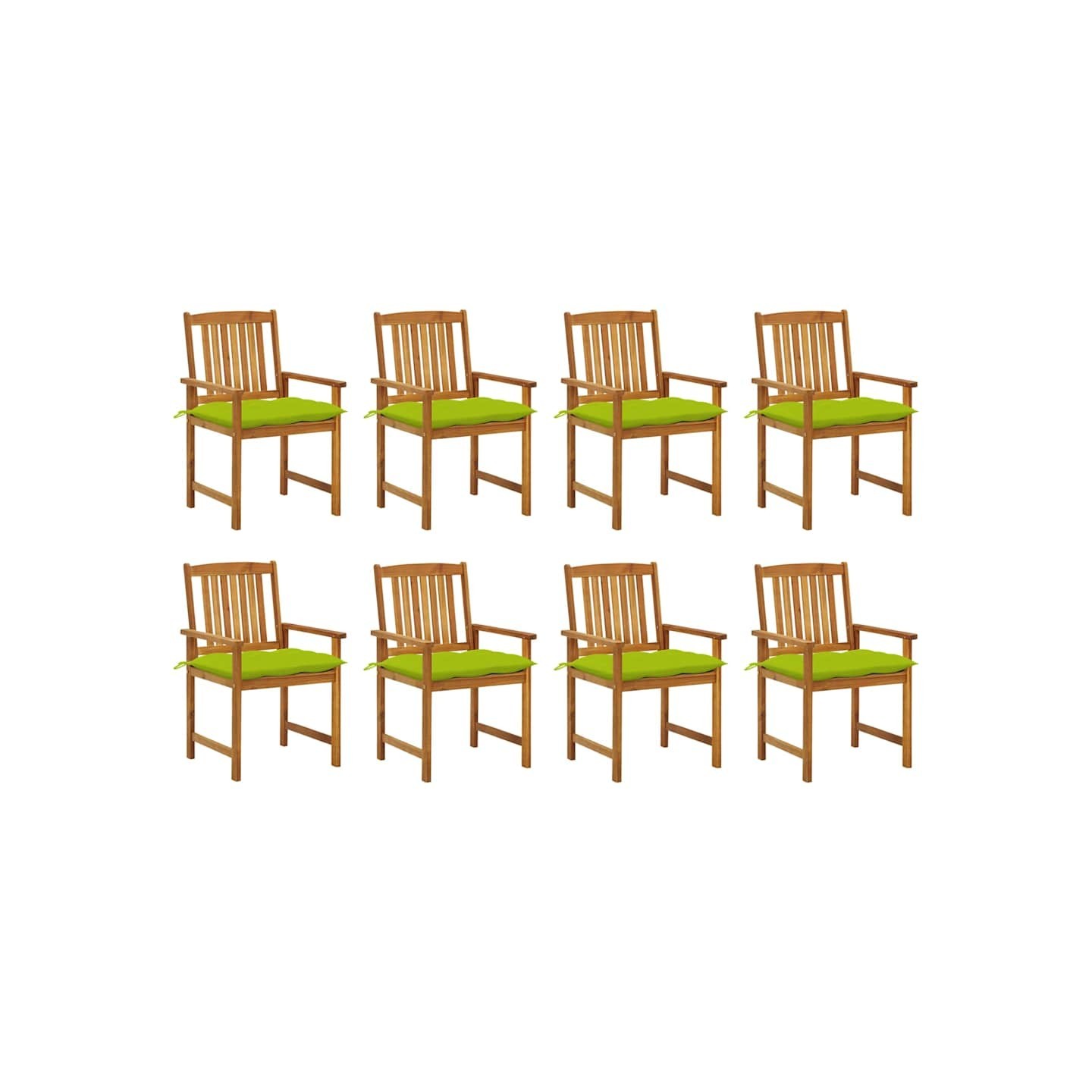 Chaises de jardin avec coussins lot de 8 Bois d'acacia solide