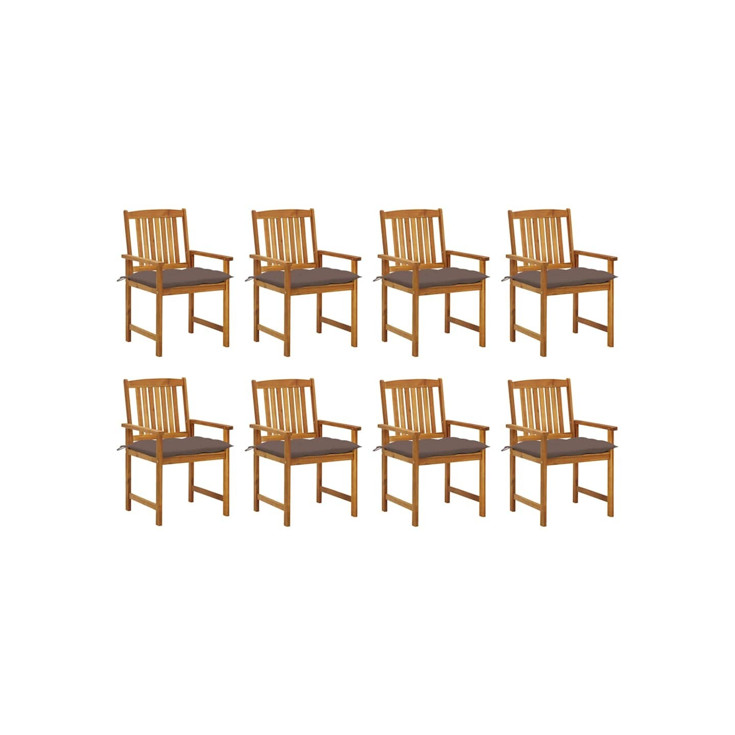 Chaises de jardin avec coussins lot de 8 Bois d'acacia solide