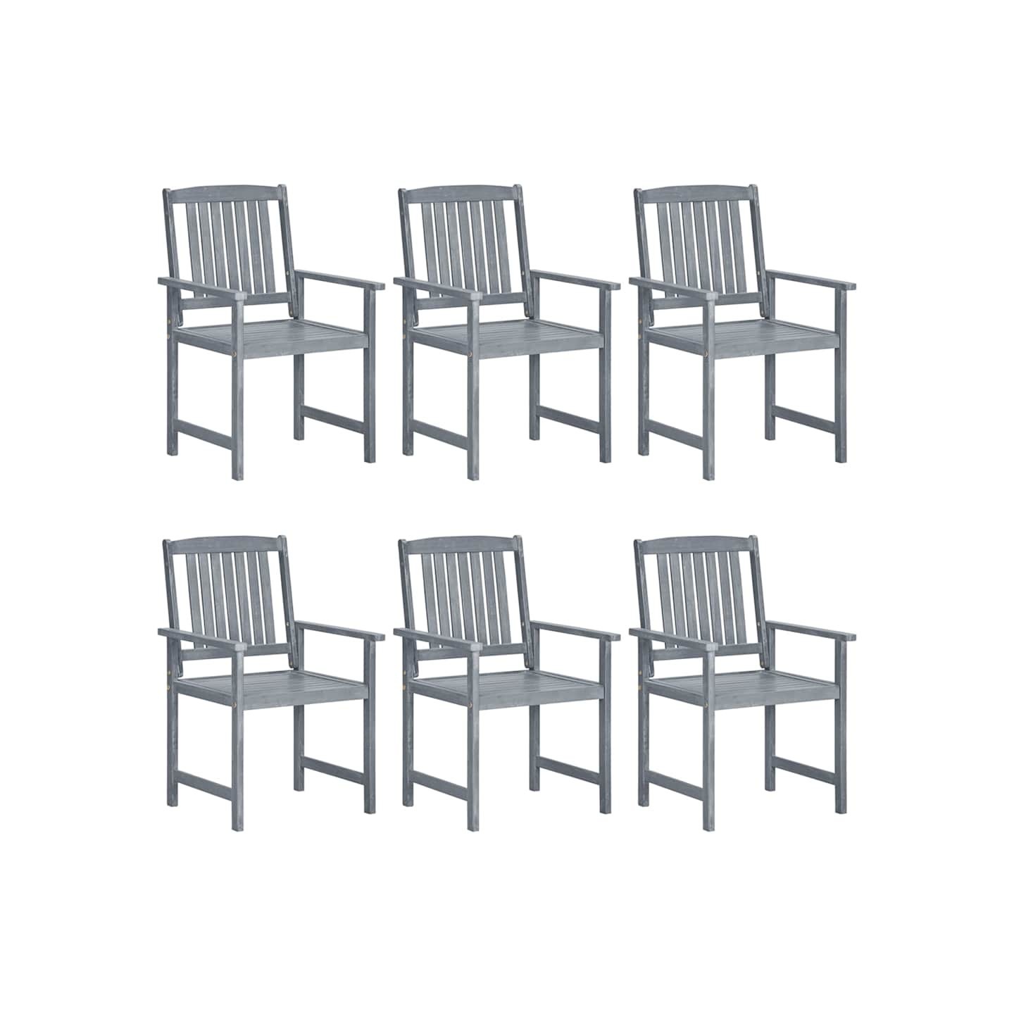 Chaises de jardin lot de 6 Bois d'acacia massif Gris