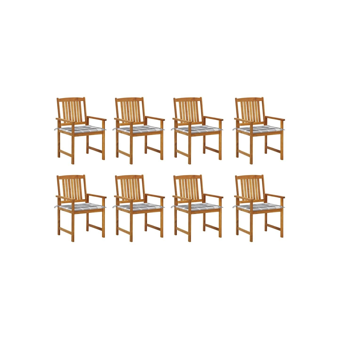Chaises de jardin avec coussins lot de 8 Bois d'acacia solide