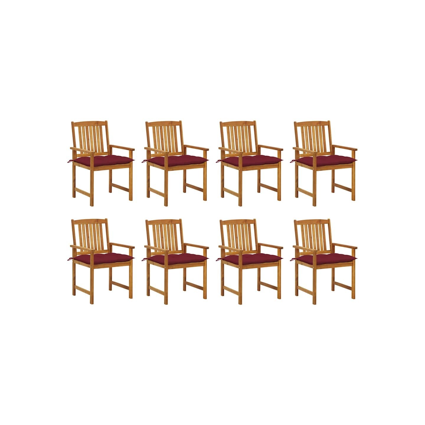 Chaises de jardin avec coussins lot de 8 Bois d'acacia solide