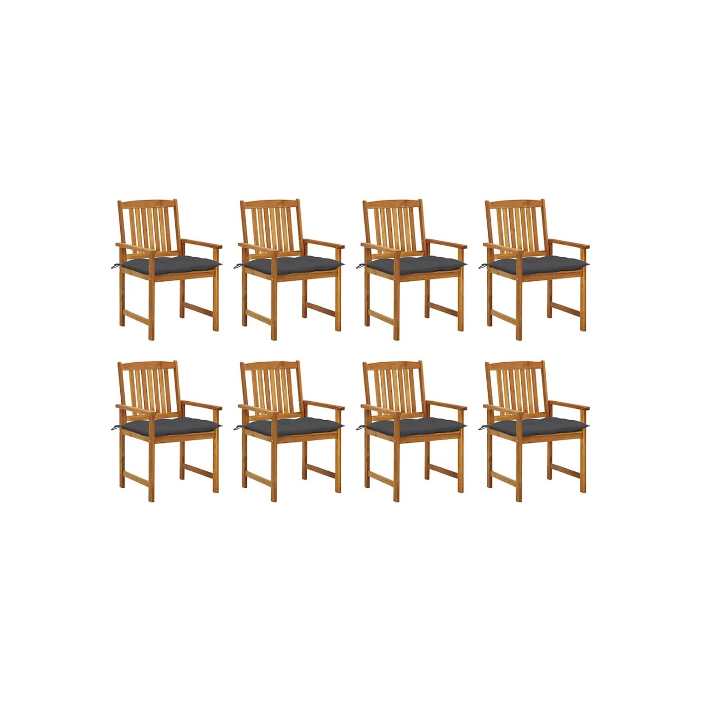 Chaises de jardin avec coussins lot de 8 Bois d'acacia solide