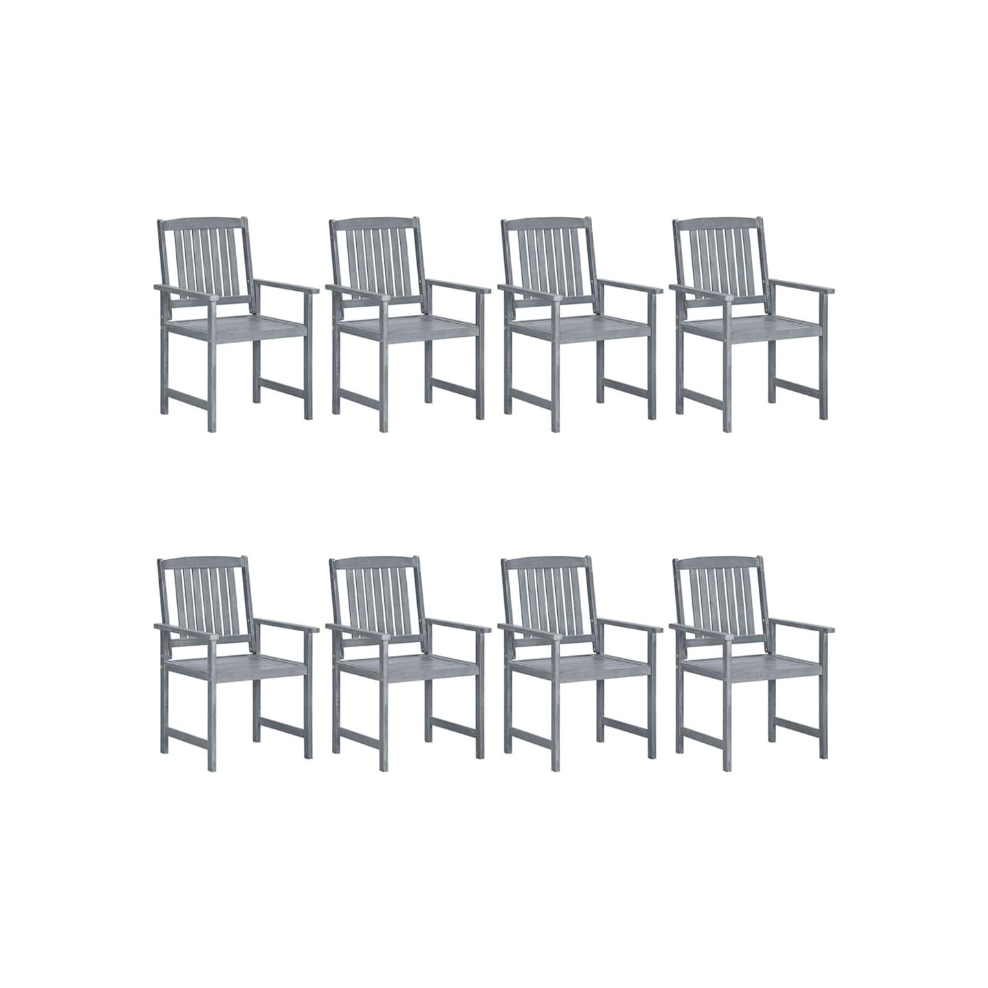Chaises de jardin lot de 8 Bois massif d'acacia Gris