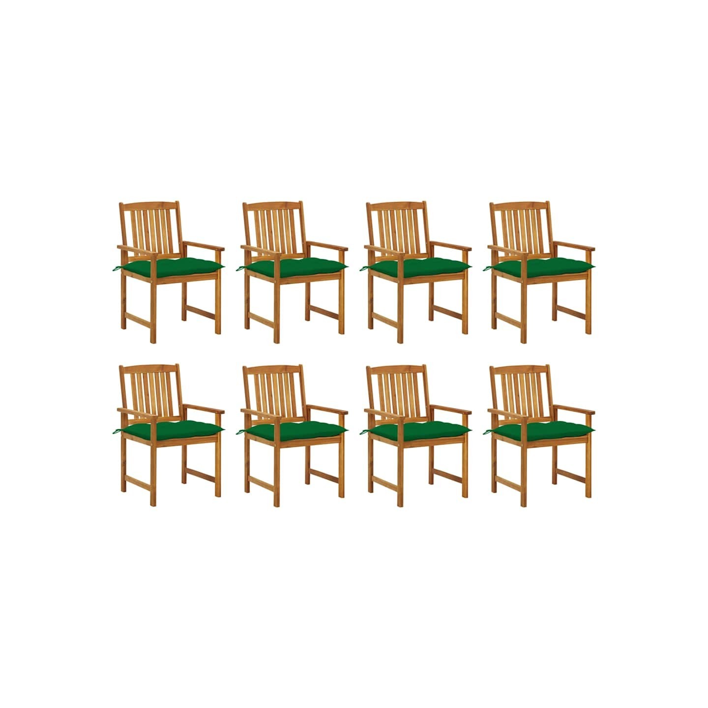 Chaises de jardin avec coussins lot de 8 Bois d'acacia solide