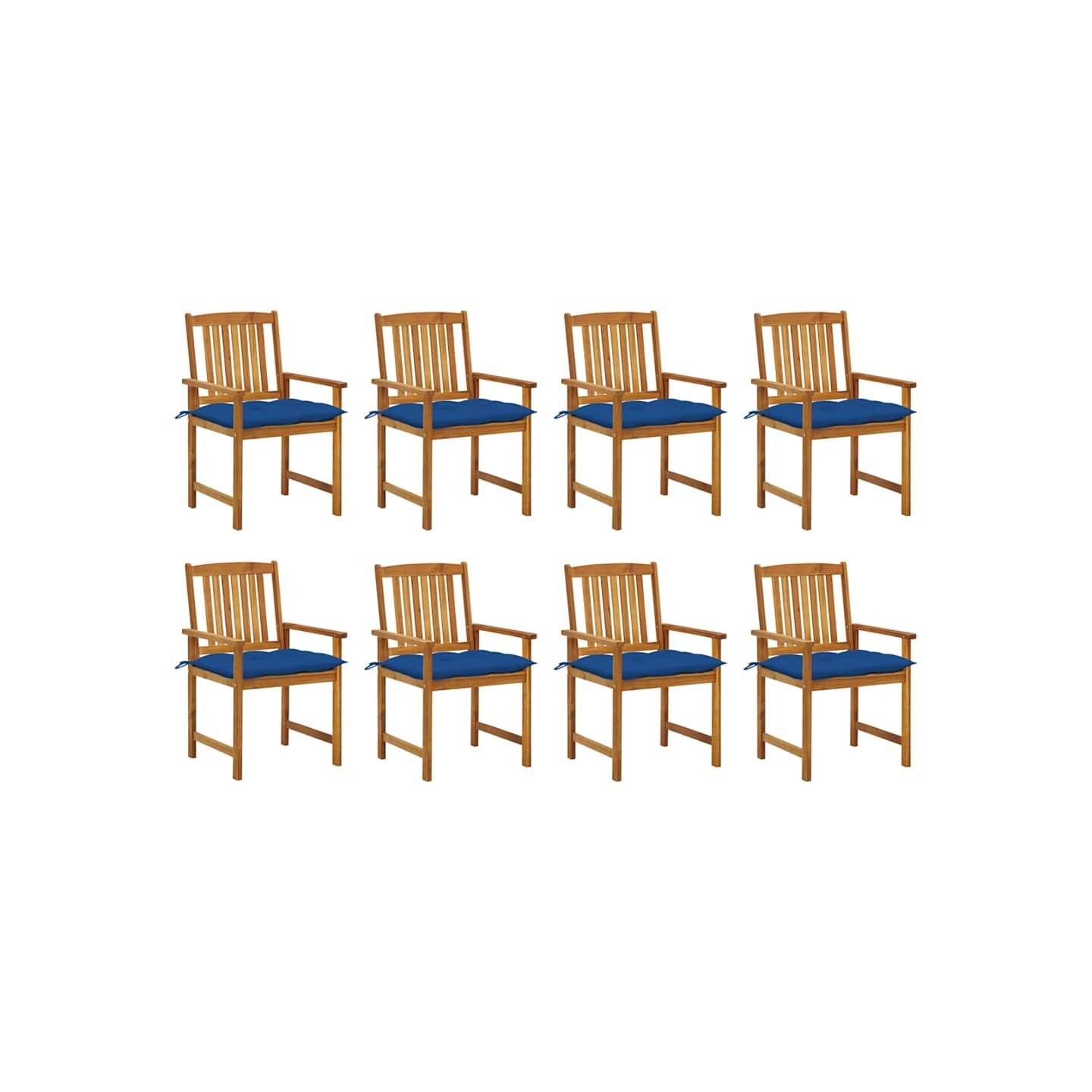 Chaises de jardin avec coussins lot de 8 Bois d'acacia solide
